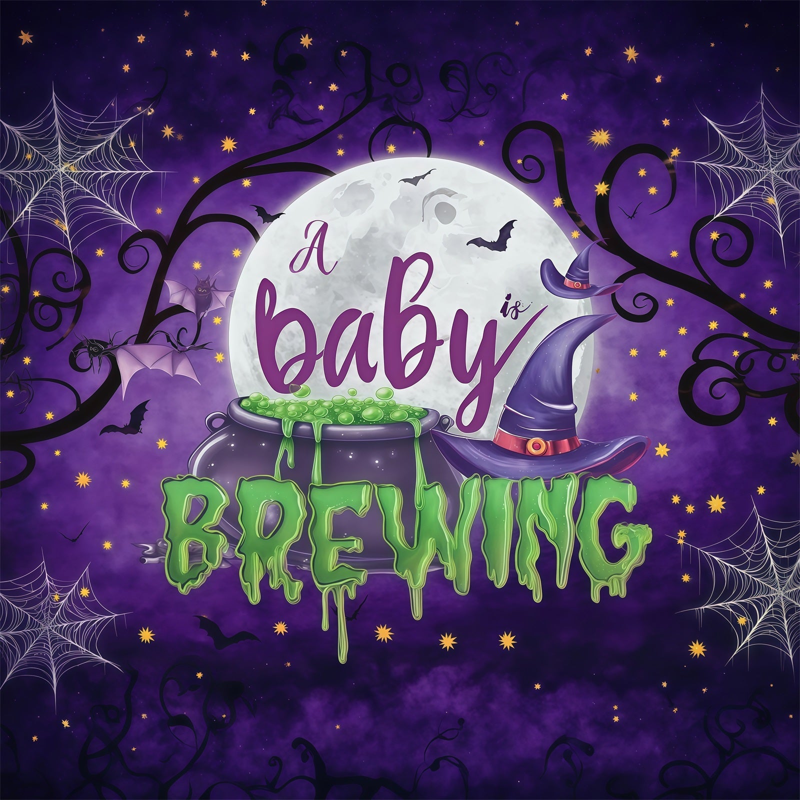 Halloween Baby Shower Backdrop Baby Brewing Witch Cauldron Photography Halloween Backdrop UK RR67-36