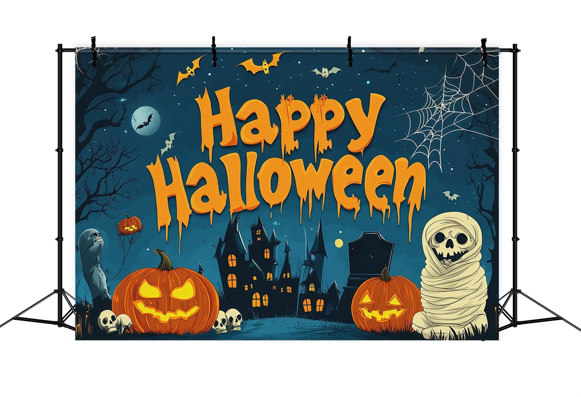 Halloween Party Backdrop Ideas Mummy Pumpkin Haunted Castle Halloween Scary Backdrops UK RR67-38
