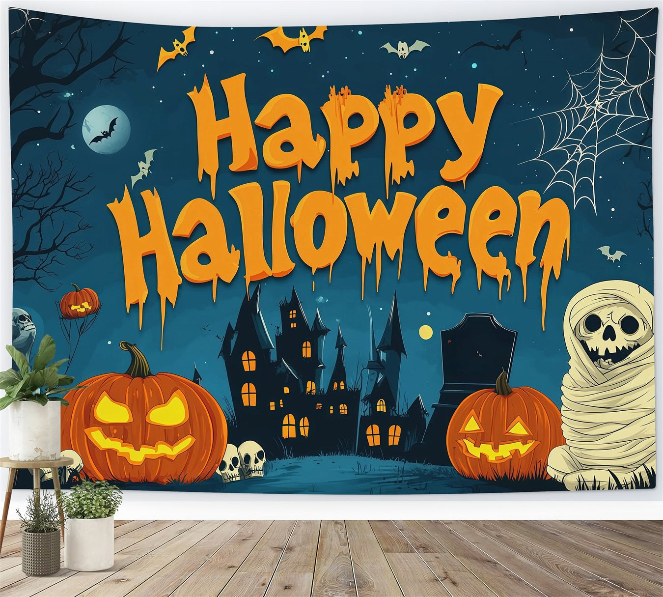 Halloween Party Backdrop Ideas Mummy Pumpkin Haunted Castle Halloween Scary Backdrops UK RR67-38
