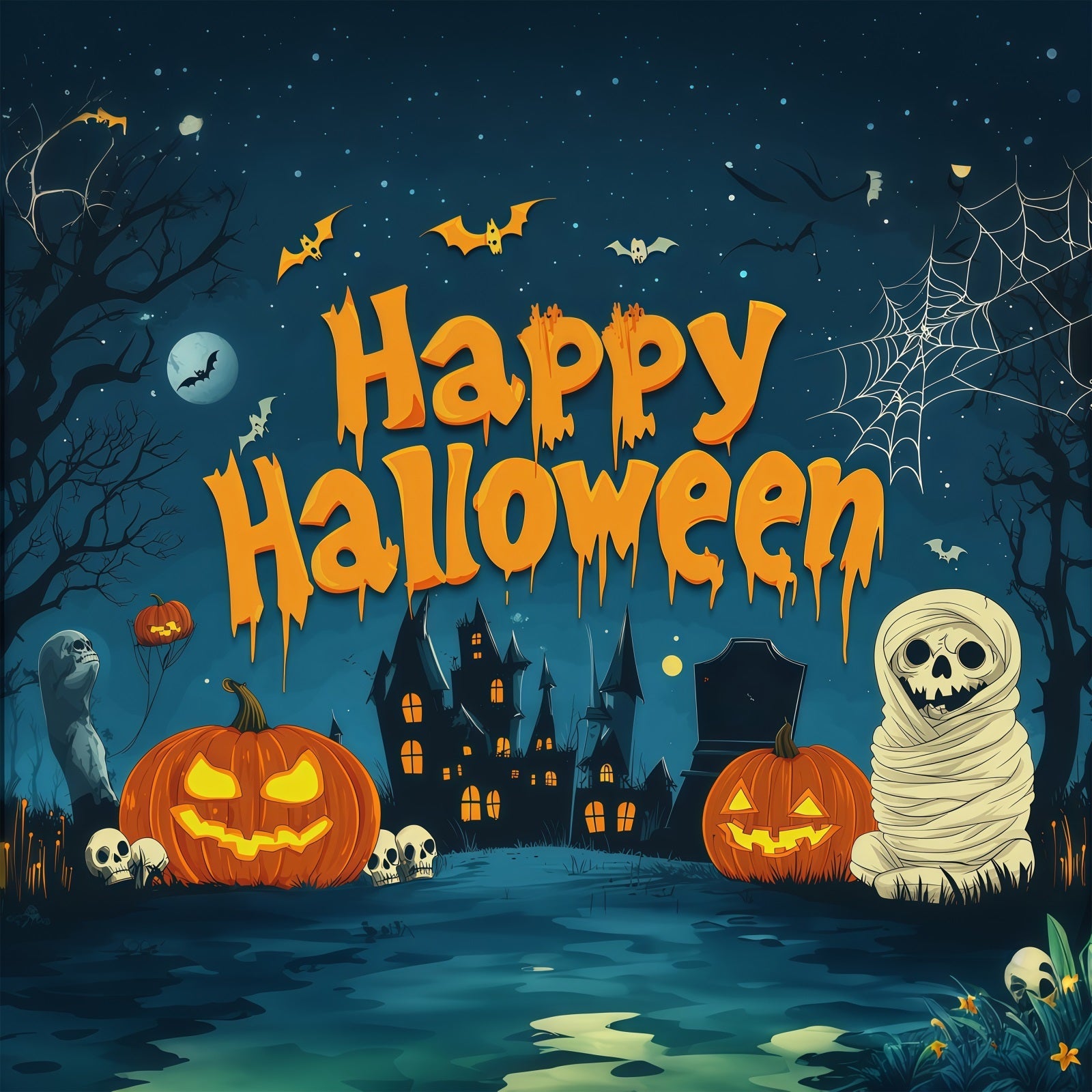 Halloween Party Backdrop Ideas Mummy Pumpkin Haunted Castle Halloween Scary Backdrops UK RR67-38