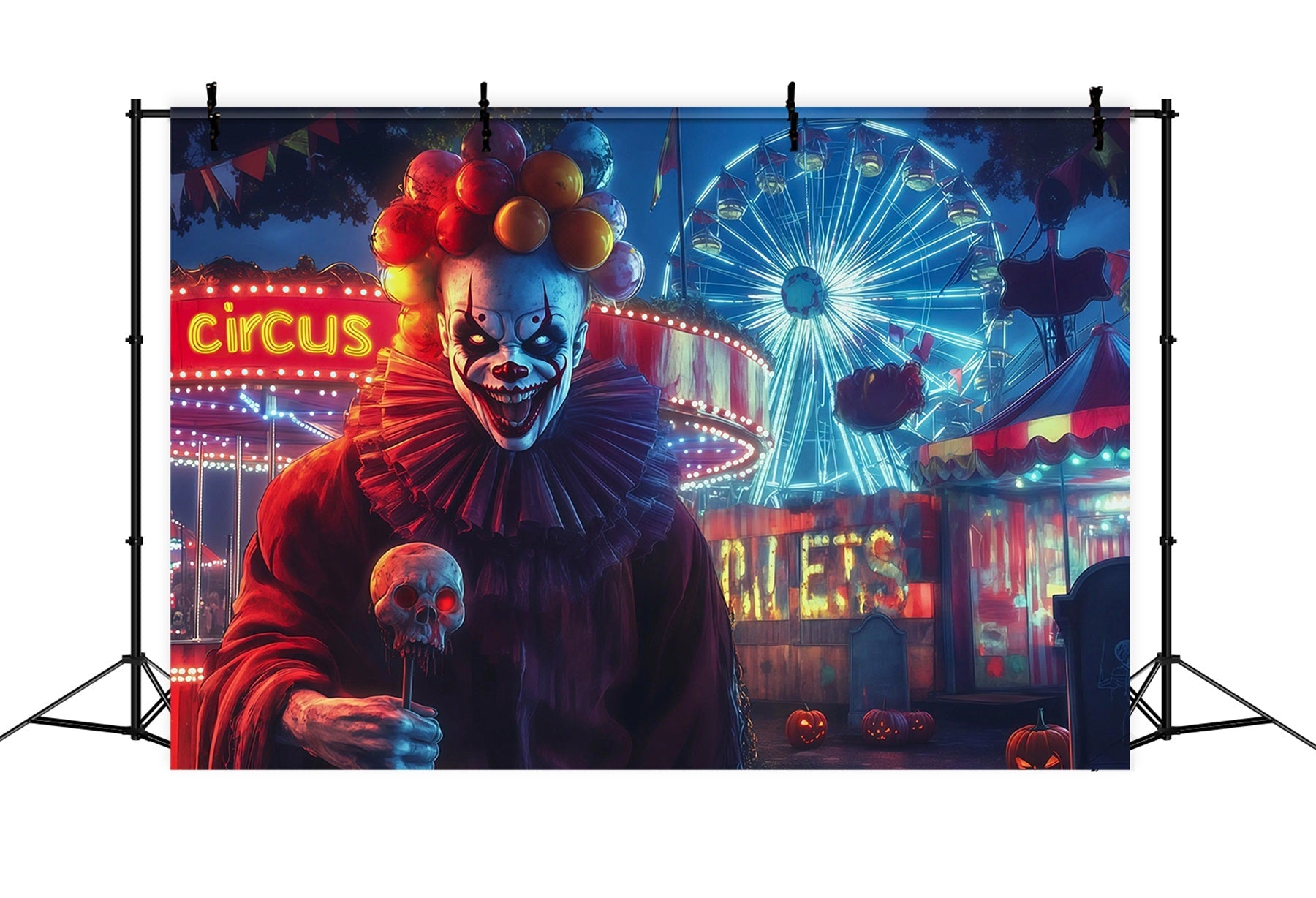 Halloween Carnival Backdrop Killer Clown Carnival Night DIY Halloween Backdrop UK RR67-40