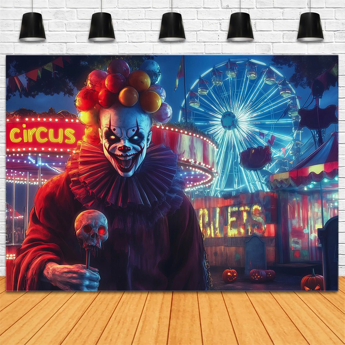 Halloween Carnival Backdrop Killer Clown Carnival Night DIY Halloween Backdrop UK RR67-40