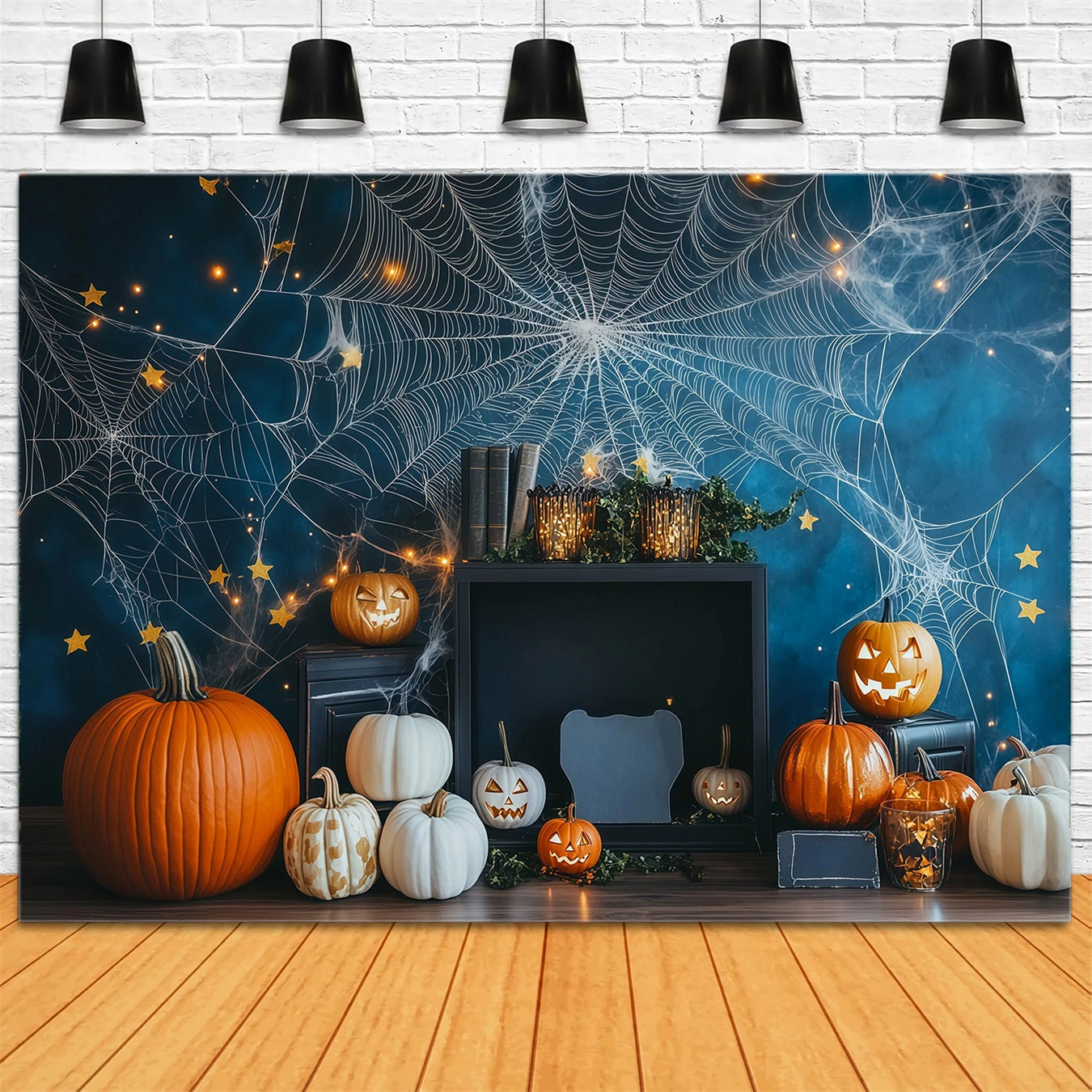 DIY Halloween Photo Booth Backdrop Spiderweb Pumpkin Star Decor 10x10 Halloween Backdrop UK RR67-41