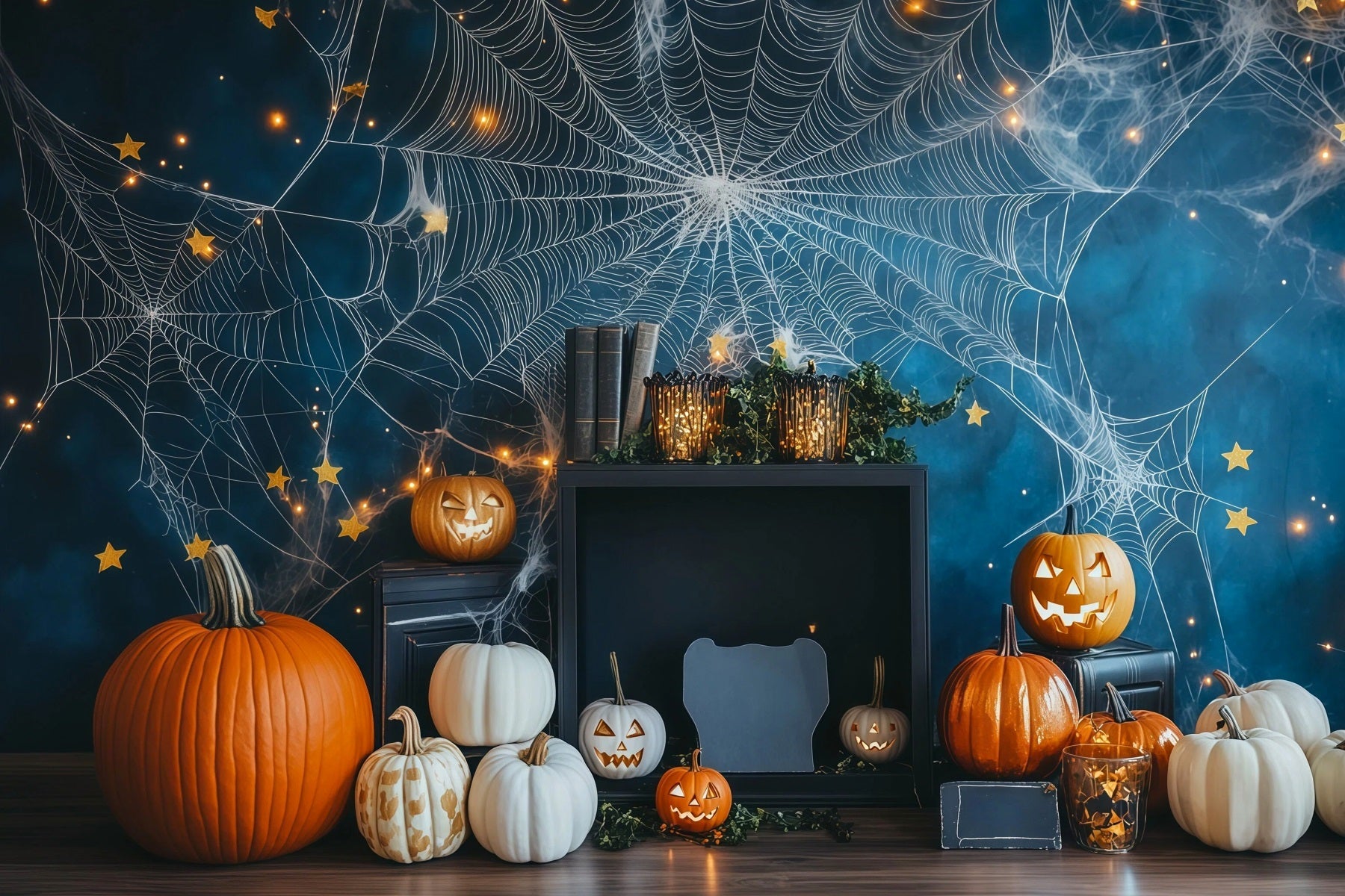 DIY Halloween Photo Booth Backdrop Spiderweb Pumpkin Star Decor 10x10 Halloween Backdrop UK RR67-41