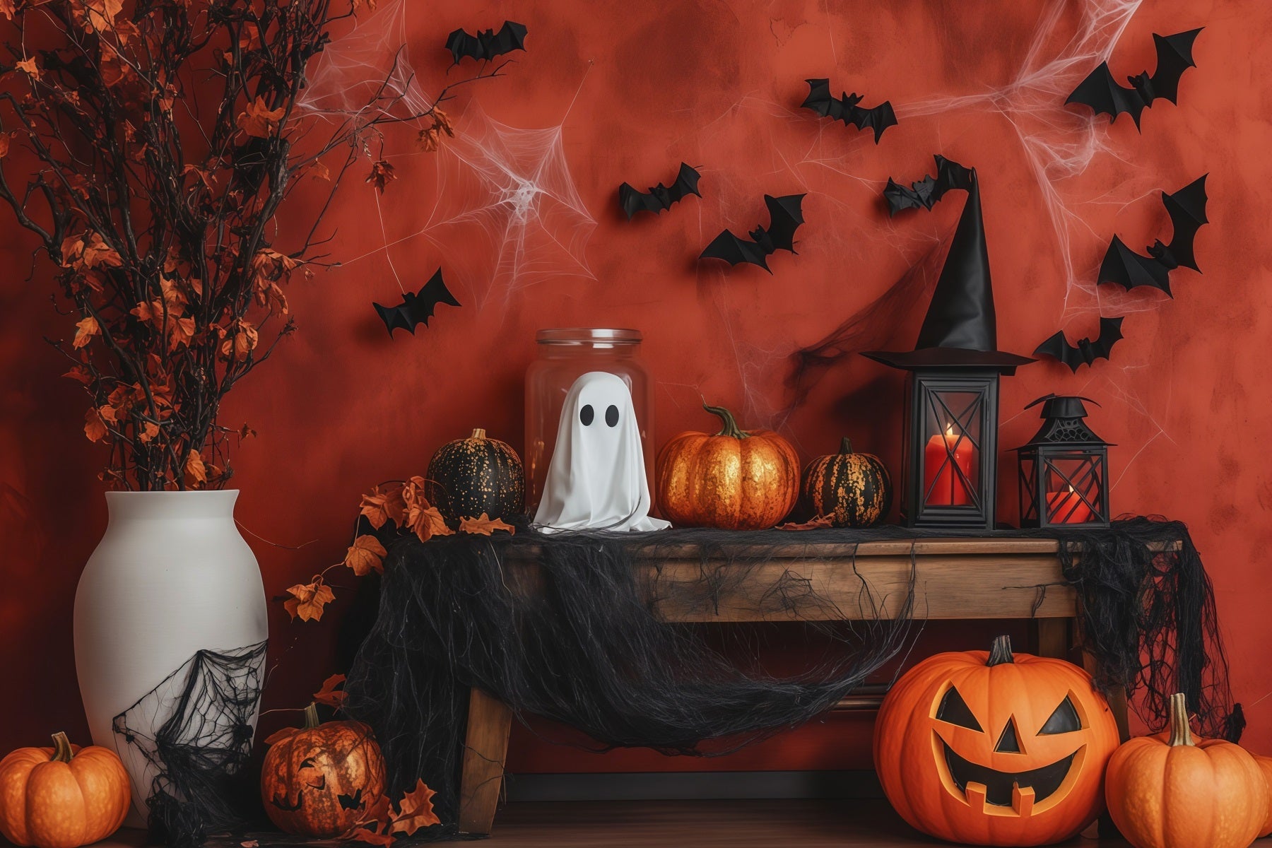Halloween Backdrop Photos Ghost Pumpkin Mantel Decor DIY Halloween Photo Backdrop UK RR67-50