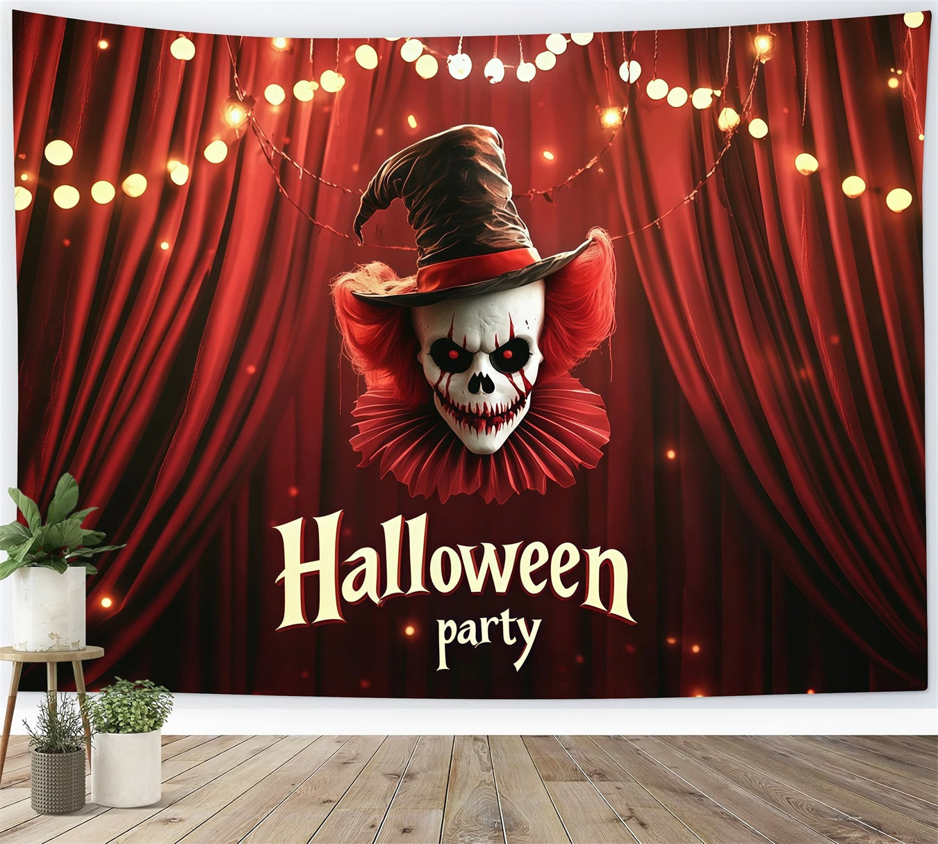 Halloween Party Backdrops Clown Skull Red Curtain Halloween Photo Booth Backdrop UK RR67-57