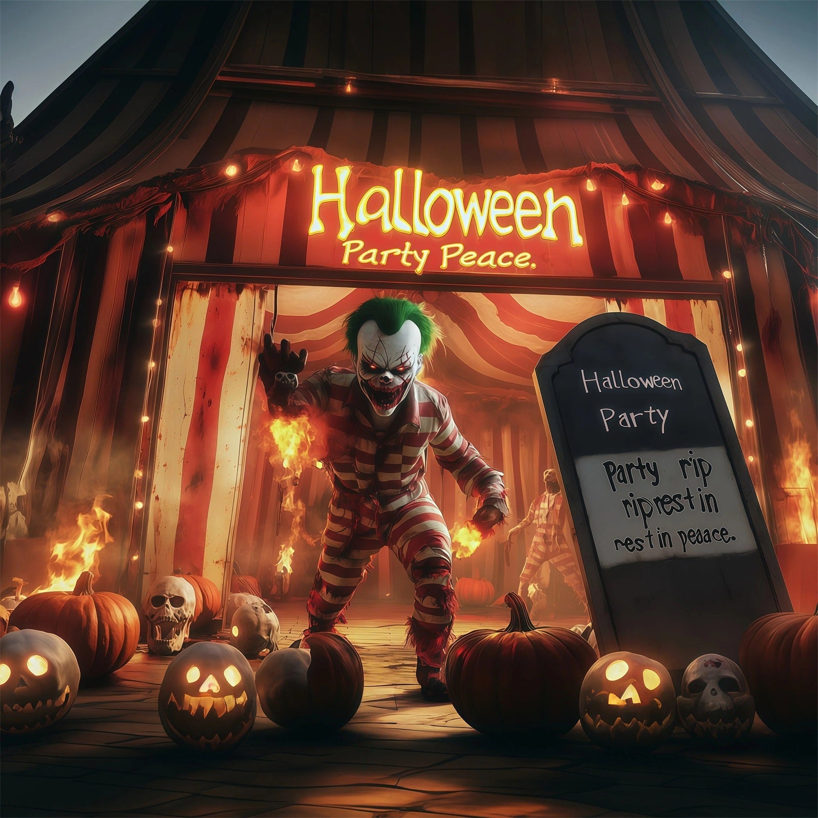 Halloween Backdrop Photo Haunted Clown Circus Entrance Halloween Party Backdrop UK RR67-60