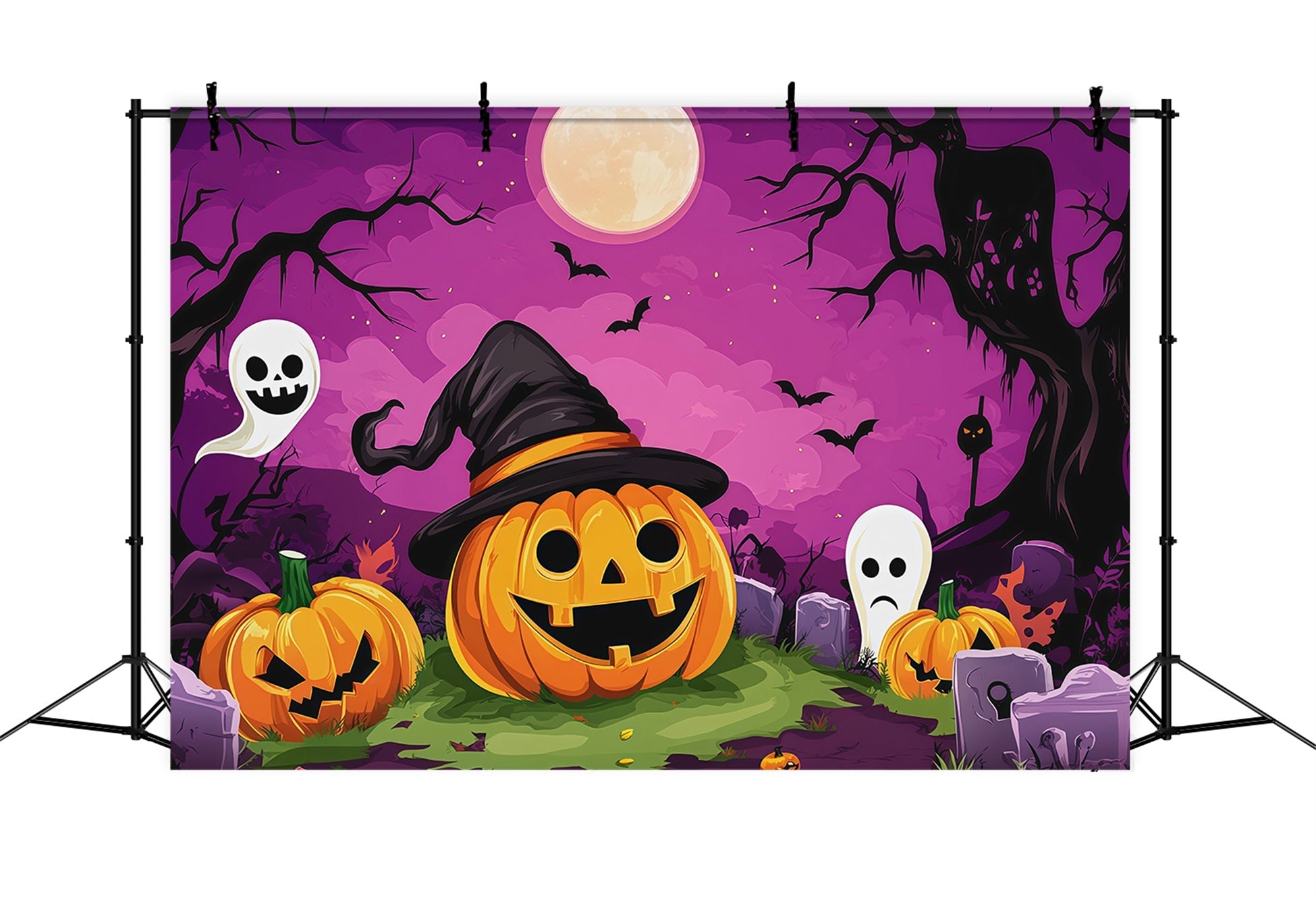 Halloween Cardboard Backdrops Cartoon Pumpkin Ghost Graveyard Halloween Photography Backdrop UK RR67-69