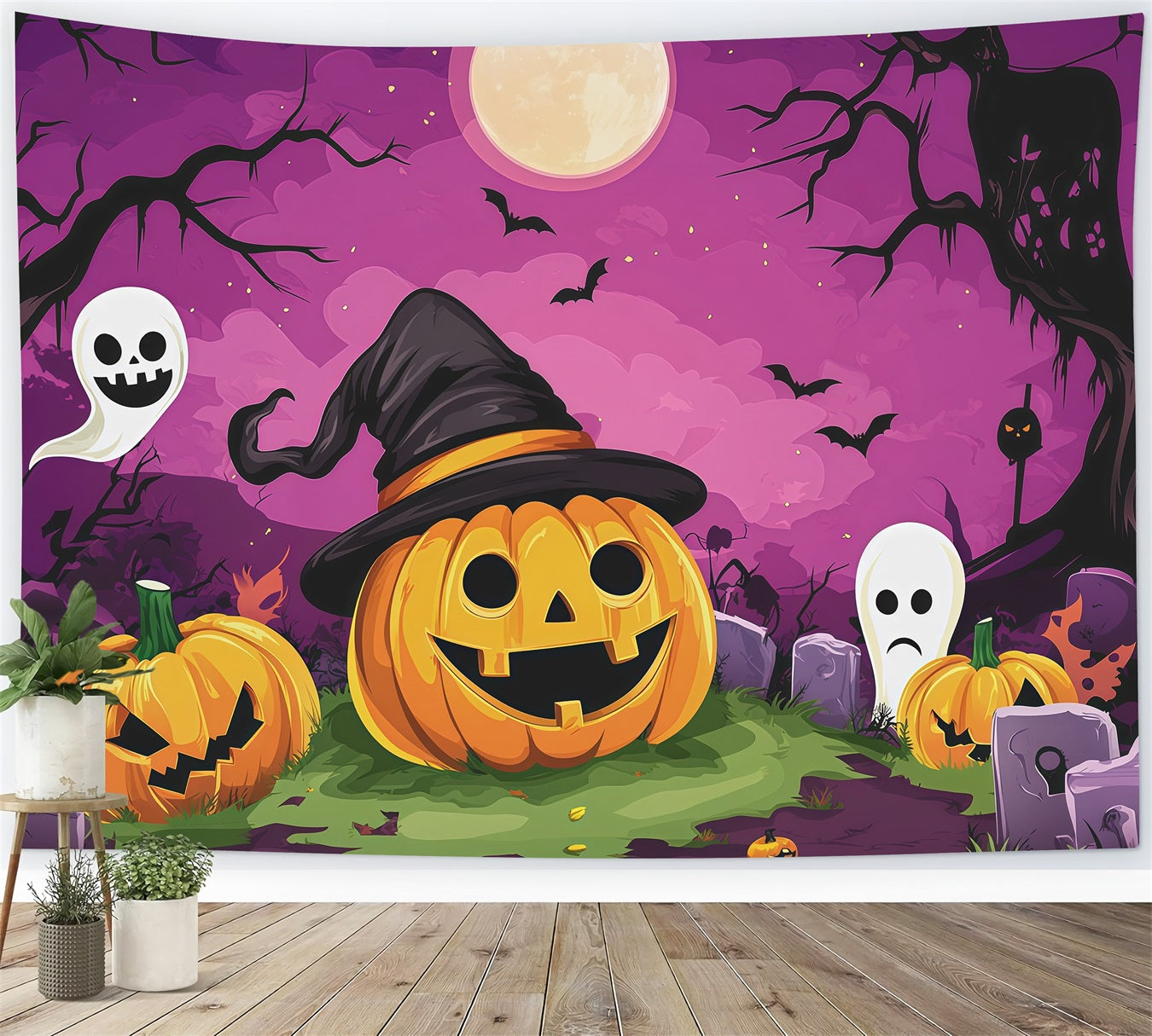 Halloween Cardboard Backdrops Cartoon Pumpkin Ghost Graveyard Halloween Photography Backdrop UK RR67-69