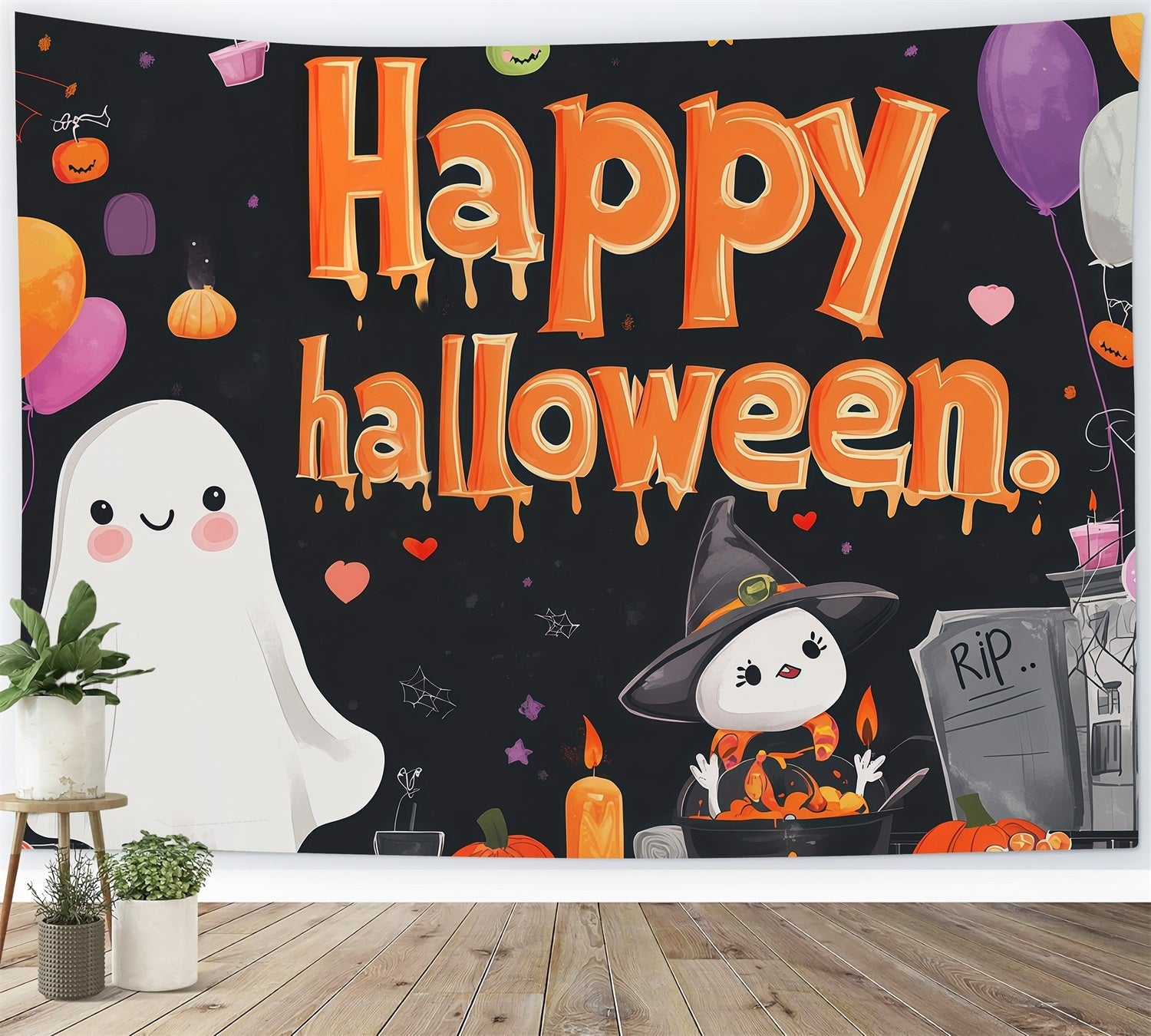 Halloween Party Backdrops Cute Ghost Witch Party Halloween Photo Booth Backdrop UK RR67-7