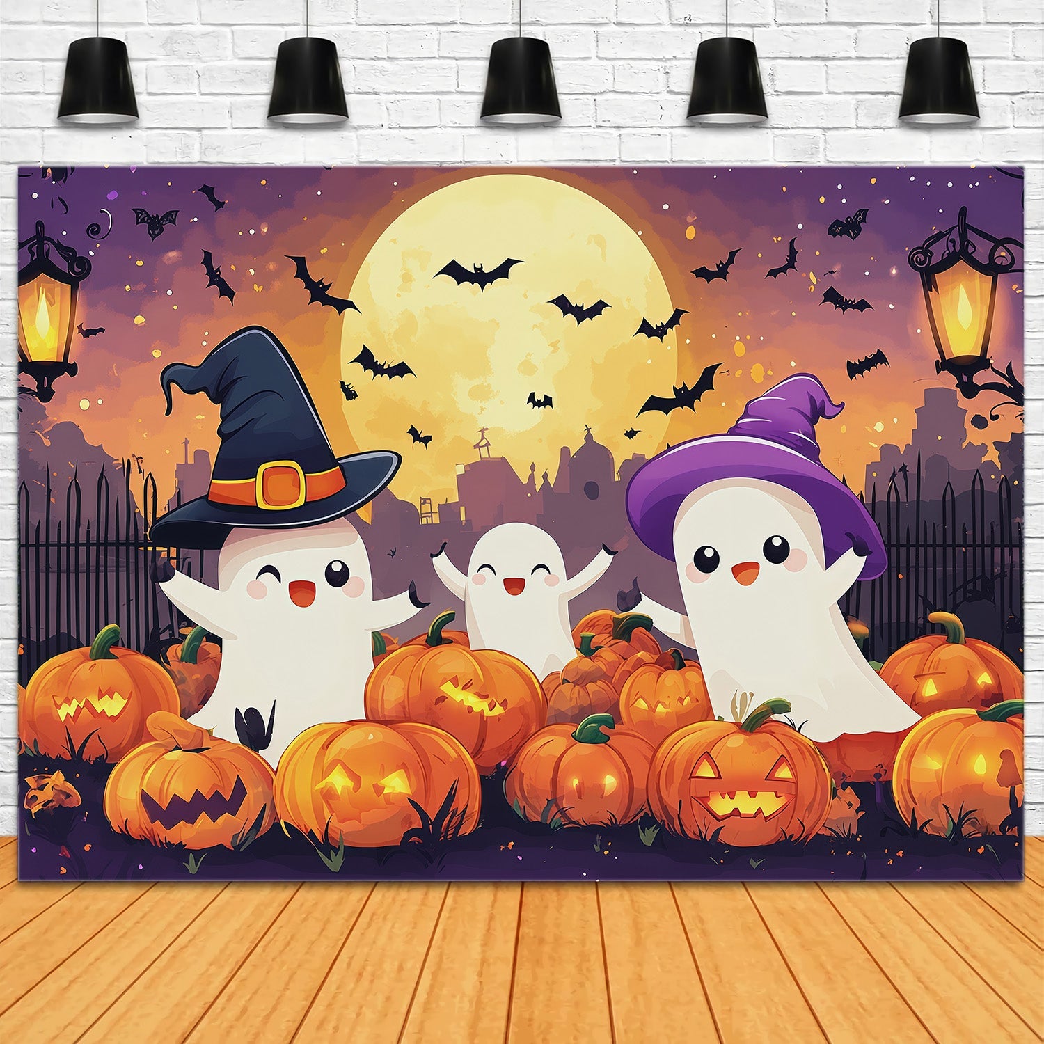 Halloween Backdrop For Photo Booth Cute Ghost Pumpkin Patch Cute Halloween Backdrop UK RR67-73