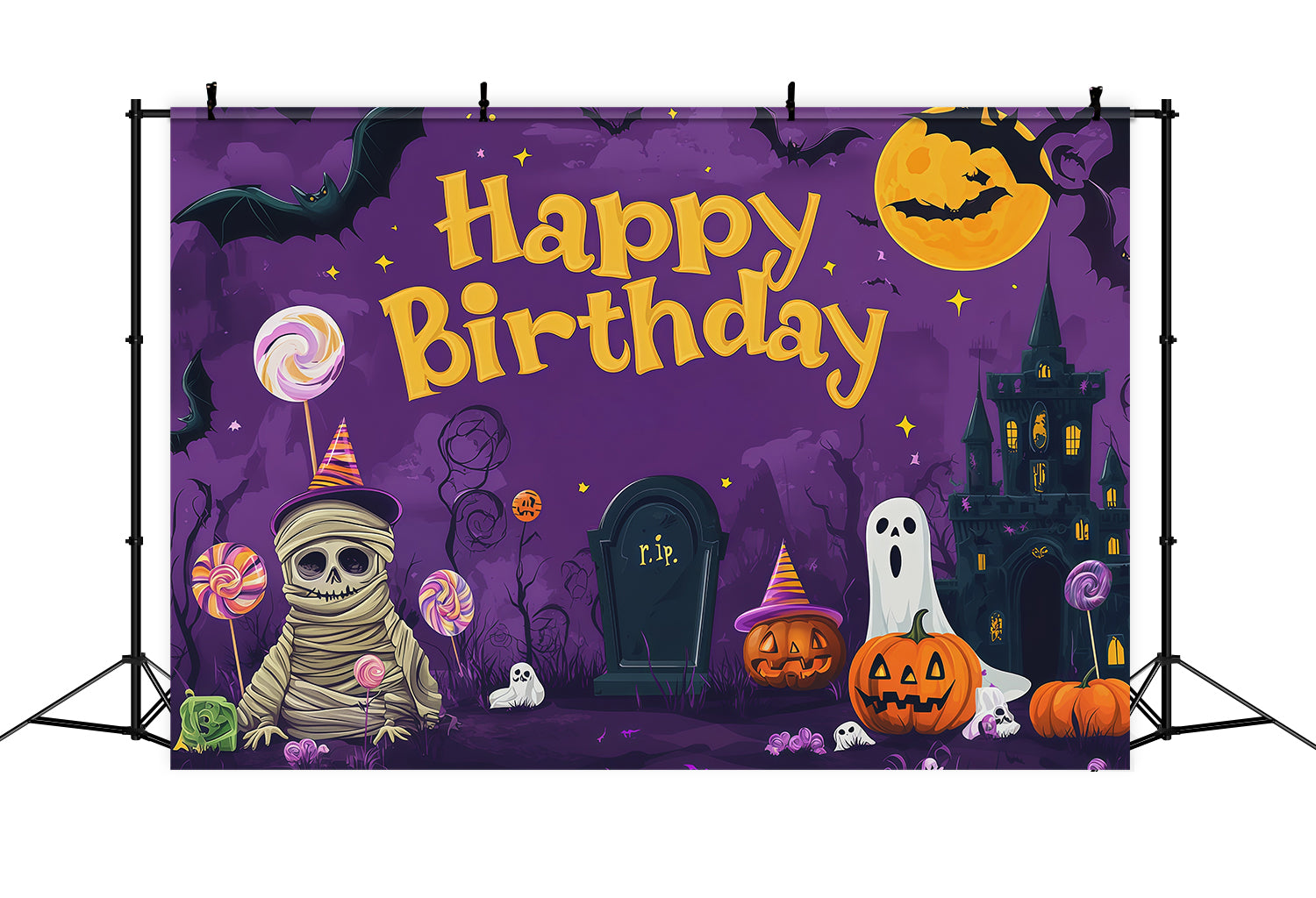 Halloween Picture Backdrops Mummy Ghost Spooky Castle Halloween Birthday Backdrop UK RR67-76