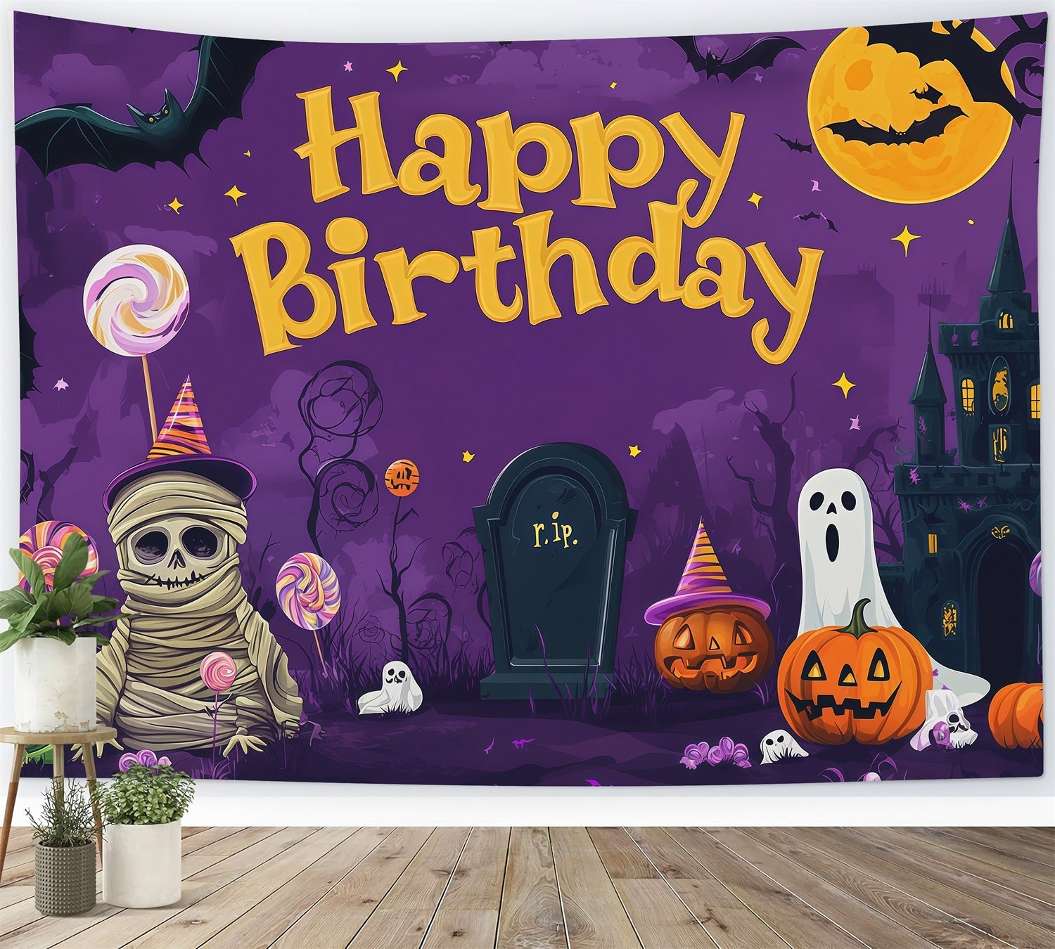 Halloween Picture Backdrops Mummy Ghost Spooky Castle Halloween Birthday Backdrop UK RR67-76