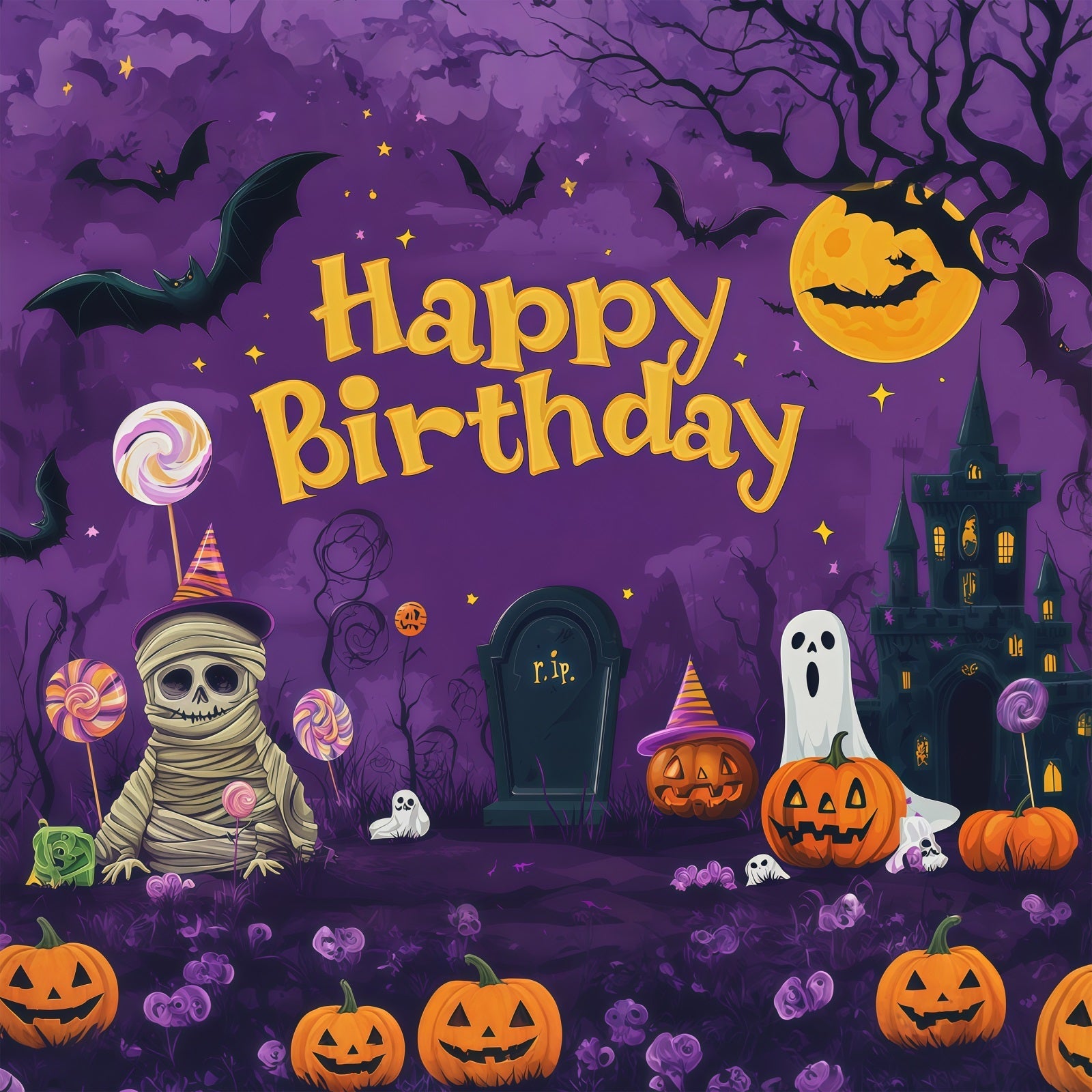 Halloween Picture Backdrops Mummy Ghost Spooky Castle Halloween Birthday Backdrop UK RR67-76