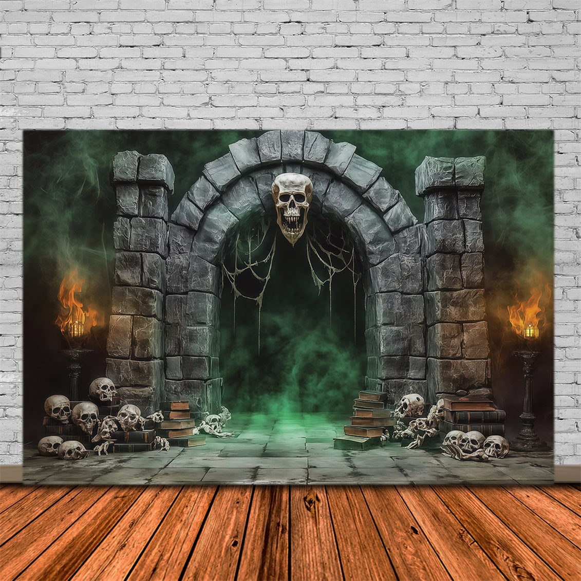 Fabric Halloween Backdrop Skull Stone Portal Fog Halloween Backdrop For Pictures UK RR67-79