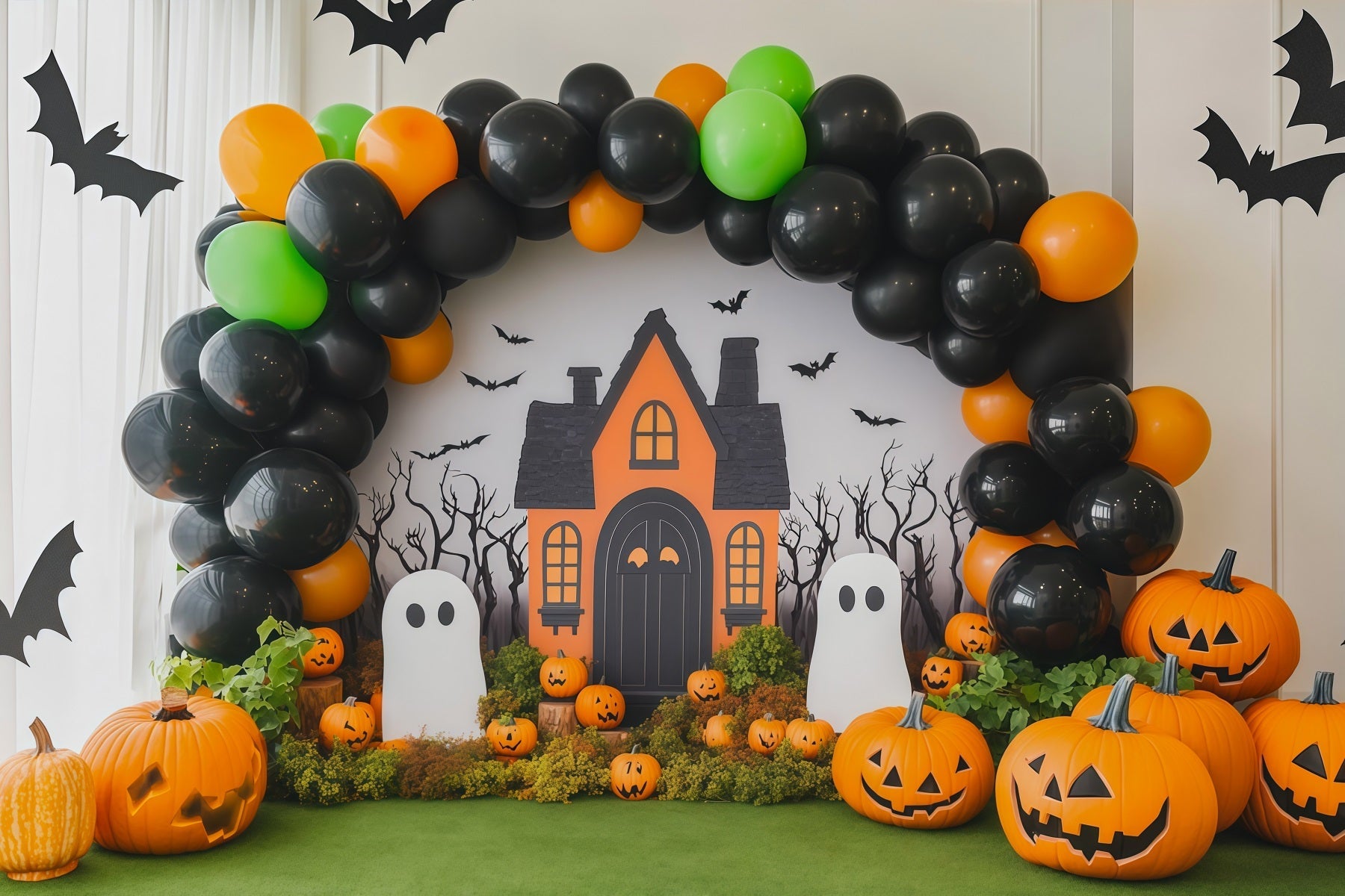 Halloween Balloon Backdrop Pumpkin Ghost Party Decor Halloween Themed Backdrop UK RR67-80