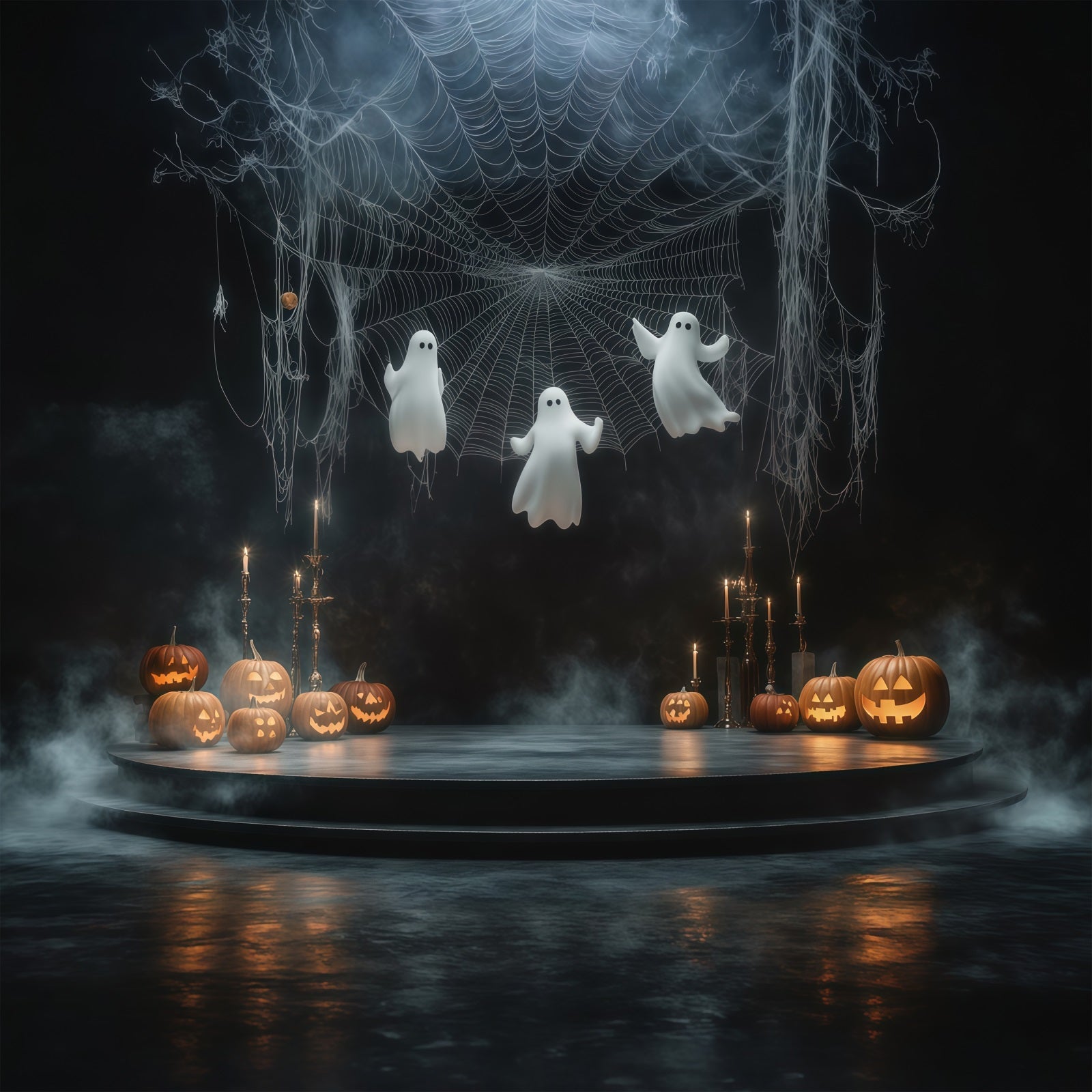 Halloween Stage Backdrop Hanging Ghost Web Pumpkin Halloween Photography Backdrops UK RR67-85