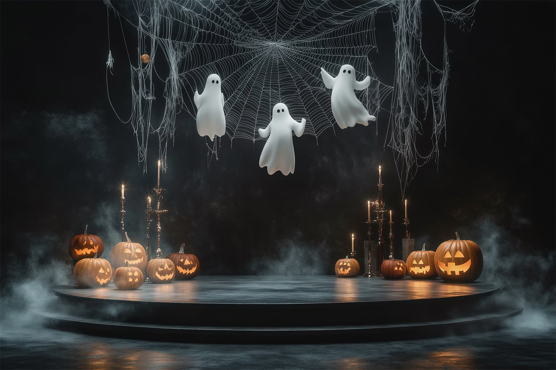 Halloween Stage Backdrop Hanging Ghost Web Pumpkin Halloween Photography Backdrops UK RR67-85