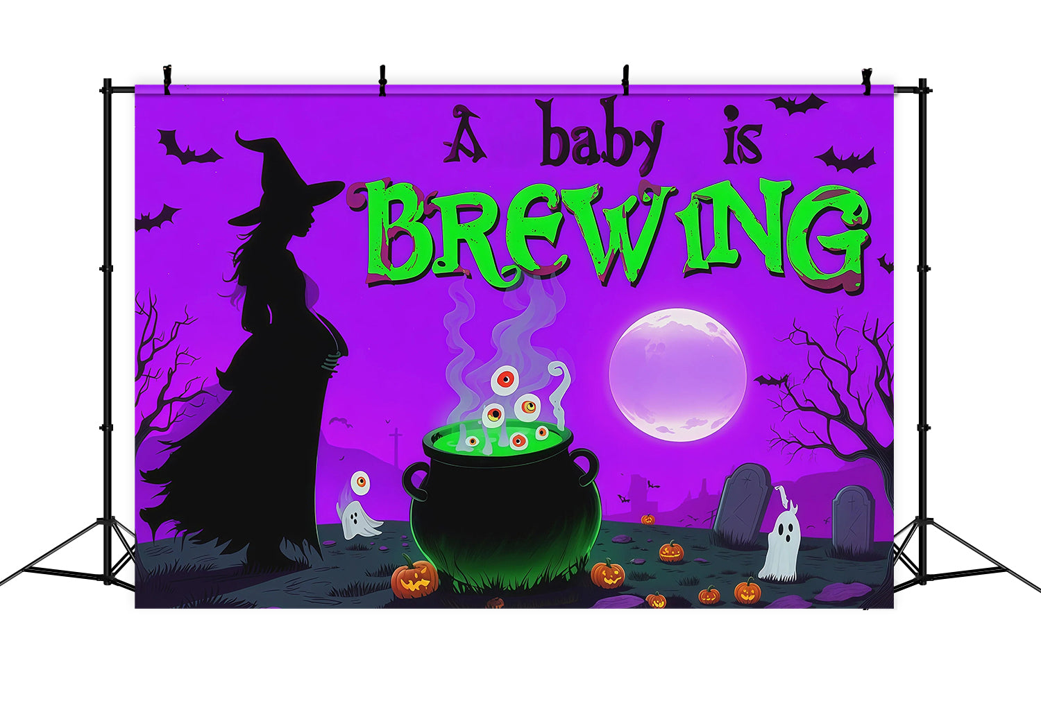 Halloween Baby Shower Backdrop Witch Cauldron Baby Brewing Photography Halloween Backdrop UK RR67-86