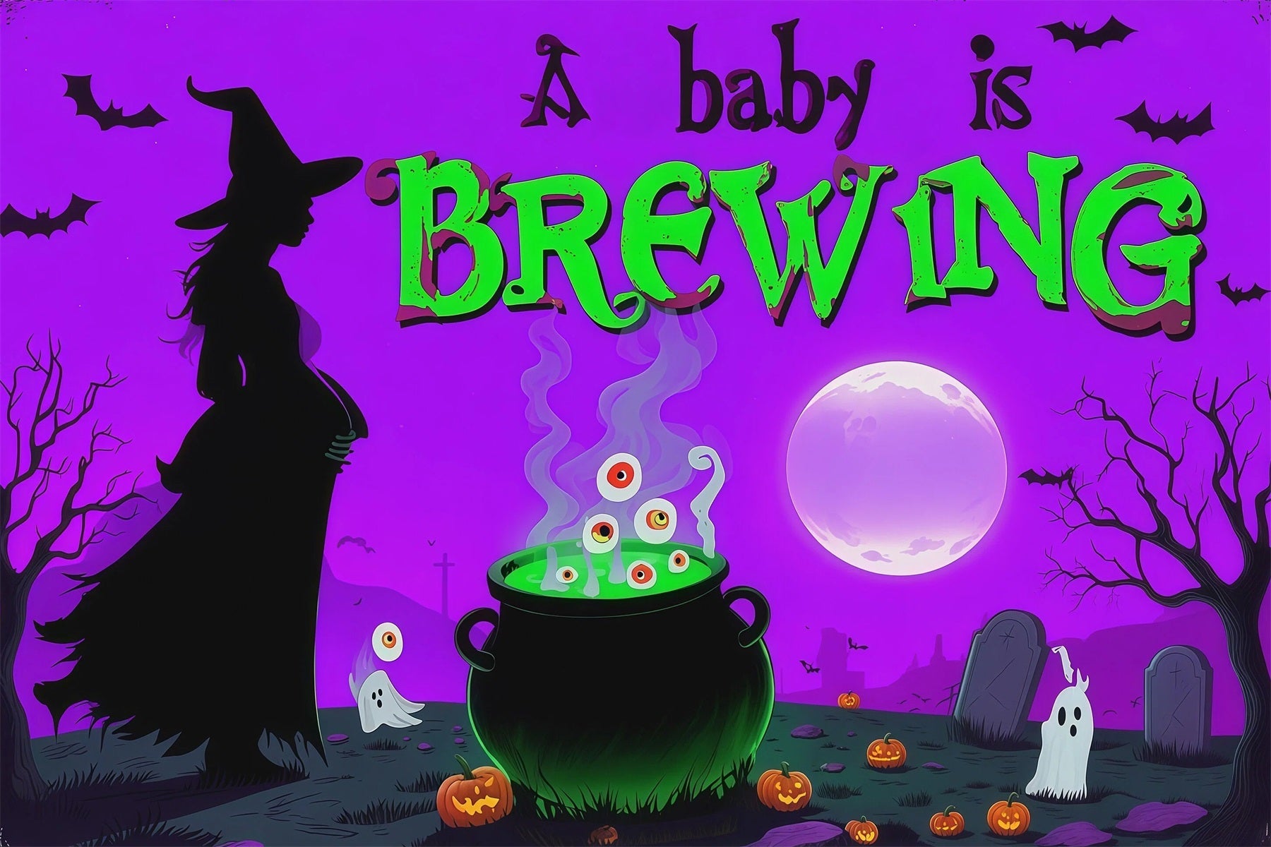 Halloween Baby Shower Backdrop Witch Cauldron Baby Brewing Photography Halloween Backdrop UK RR67-86