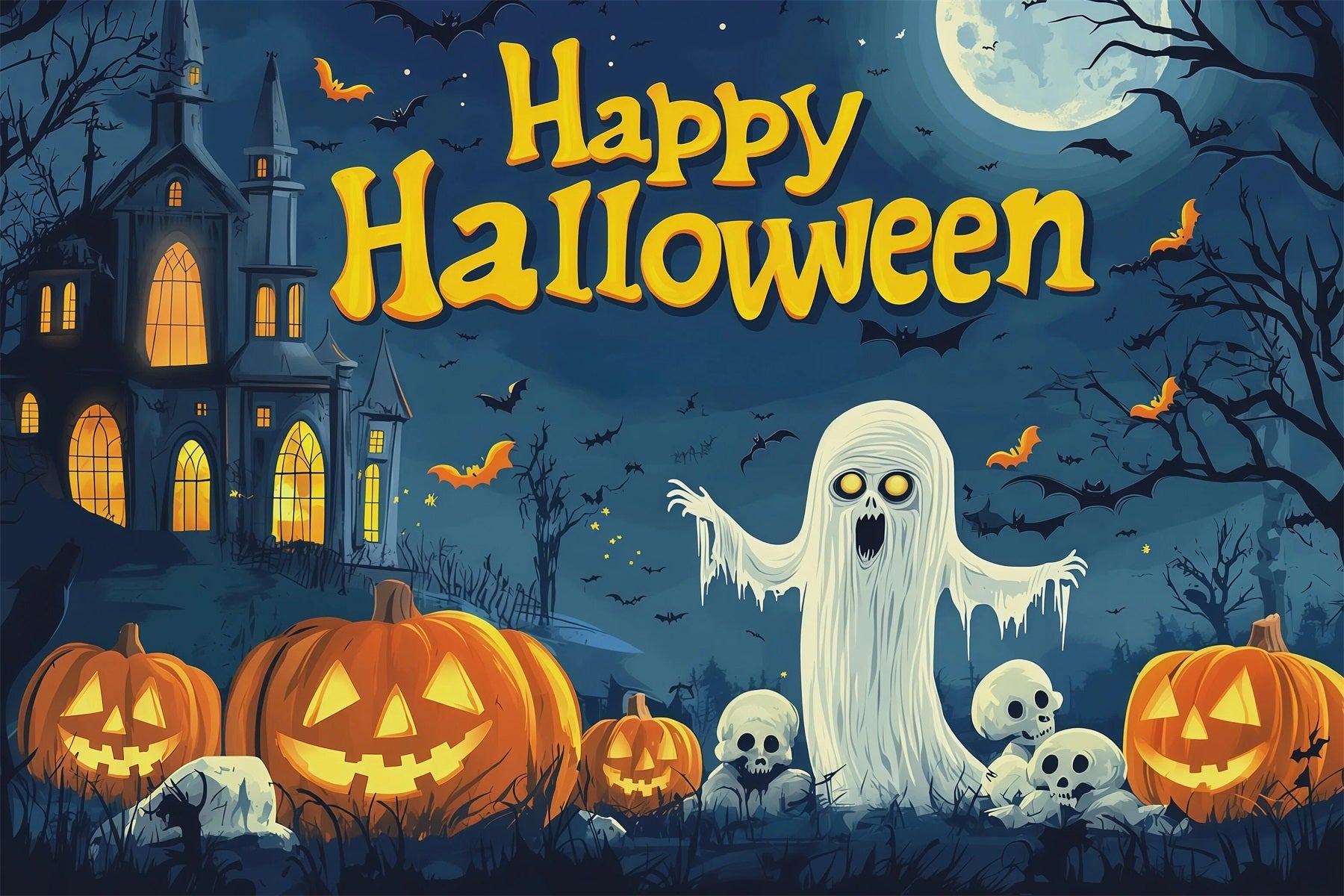 Halloween Party Backdrop Ideas Pumpkin Ghost Skull Poster Halloween Scary Backdrops UK RR67-88