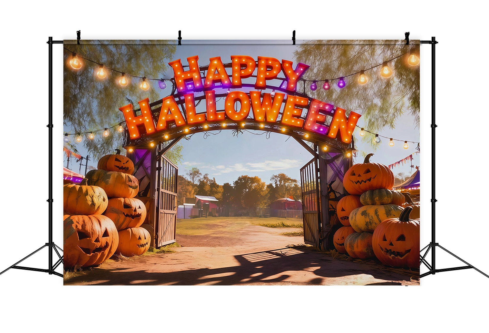 Halloween Carnival Backdrop Pumpkin Festival Entrance Arch DIY Halloween Backdrop UK RR67-90