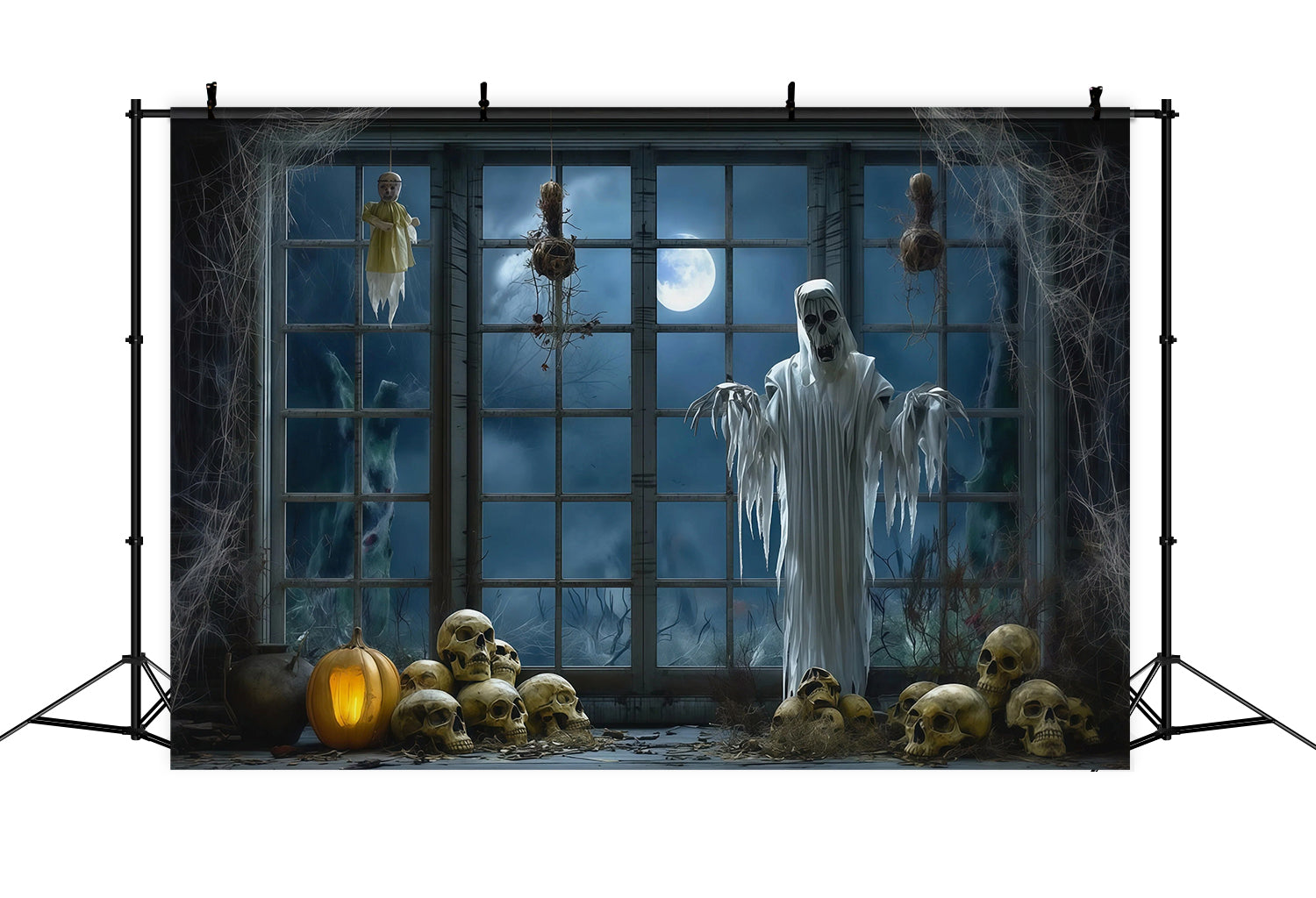 Halloween Backdrop Photography Ghost Window Skull Display Halloween Scary Backdrop UK RR67-92