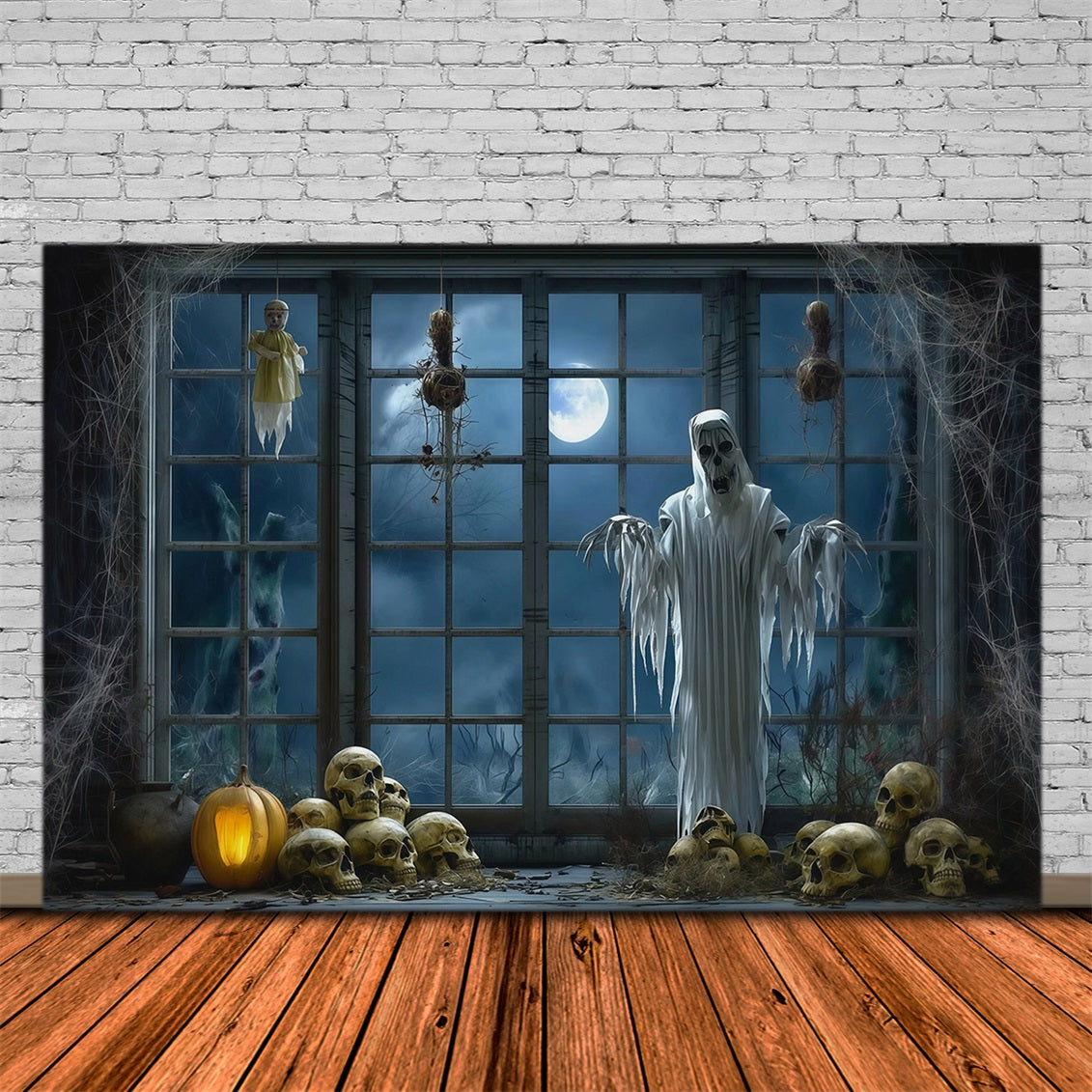 Halloween Backdrop Photography Ghost Window Skull Display Halloween Scary Backdrop UK RR67-92