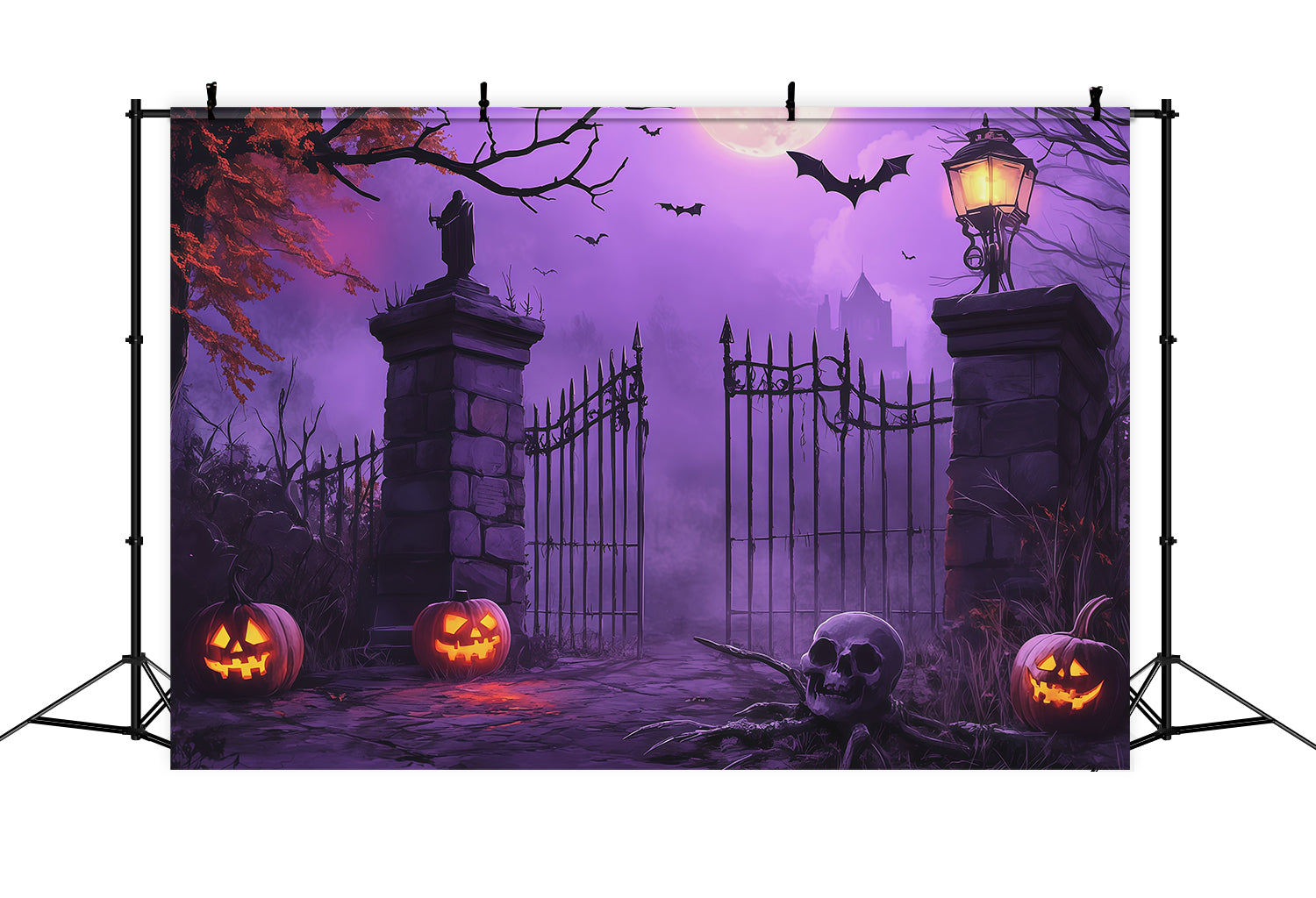 Halloween Backdrop Ideas Diy Purple Graveyard Pumpkin Gate Purple Halloween Backdrop UK RR67-94