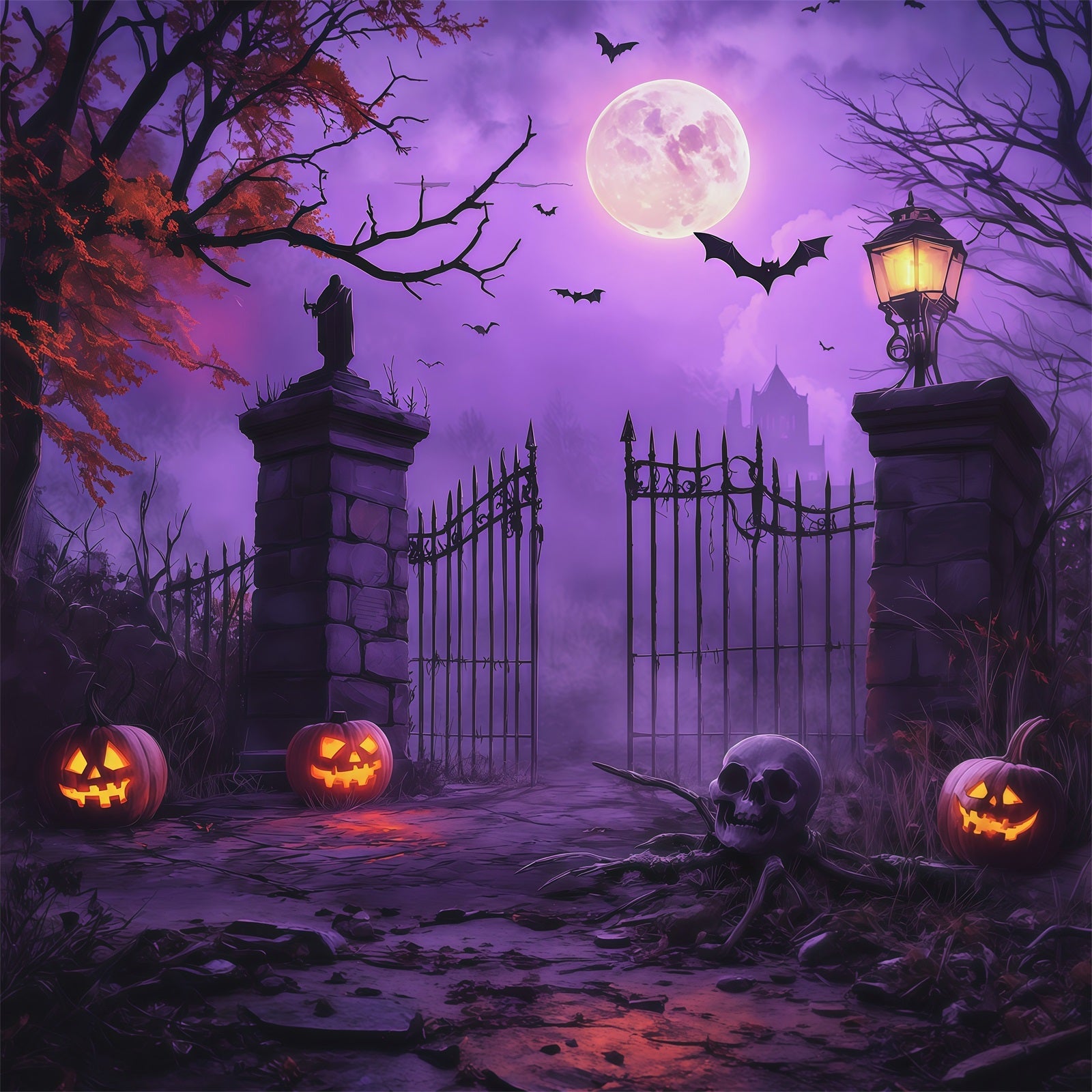 Halloween Backdrop Ideas Diy Purple Graveyard Pumpkin Gate Purple Halloween Backdrop UK RR67-94