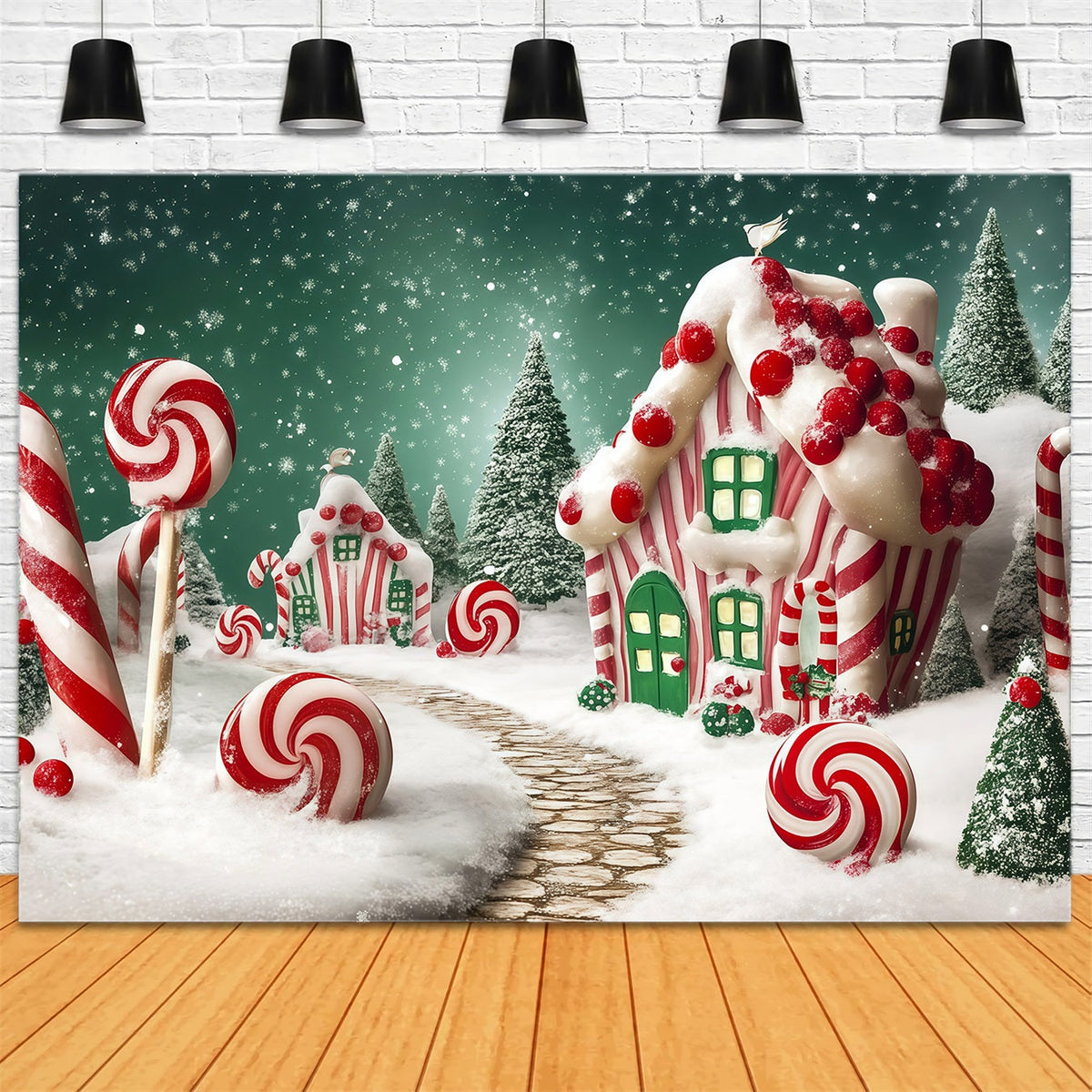 Candyland Christmas Backdrop Candy Cottage Wonderland Photography Christmas Backdrops UK RR68-72