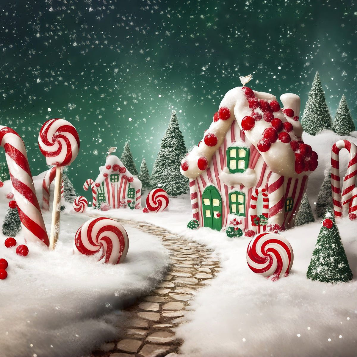 Candyland Christmas Backdrop Candy Cottage Wonderland Photography Christmas Backdrops UK RR68-72