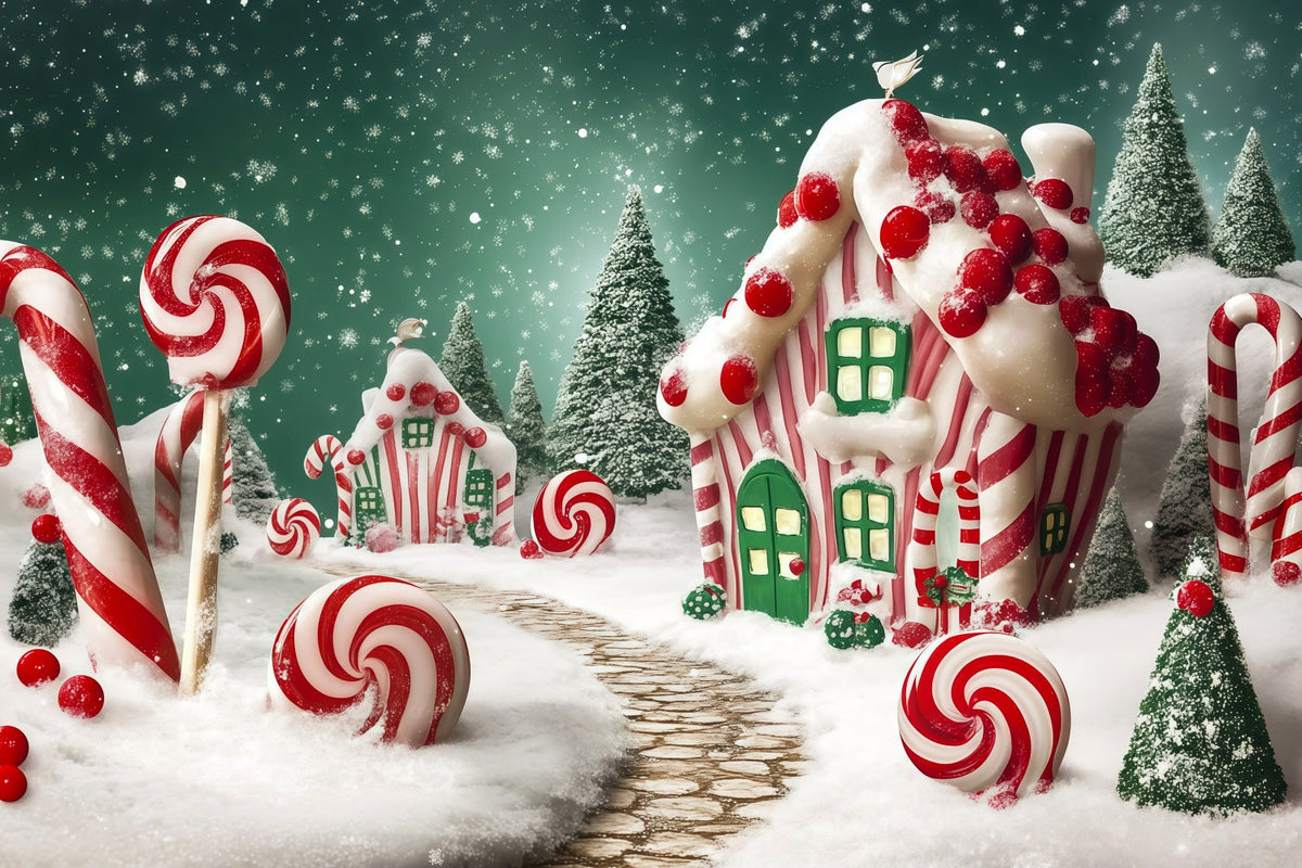 Candyland Christmas Backdrop Candy Cottage Wonderland Photography Christmas Backdrops UK RR68-72