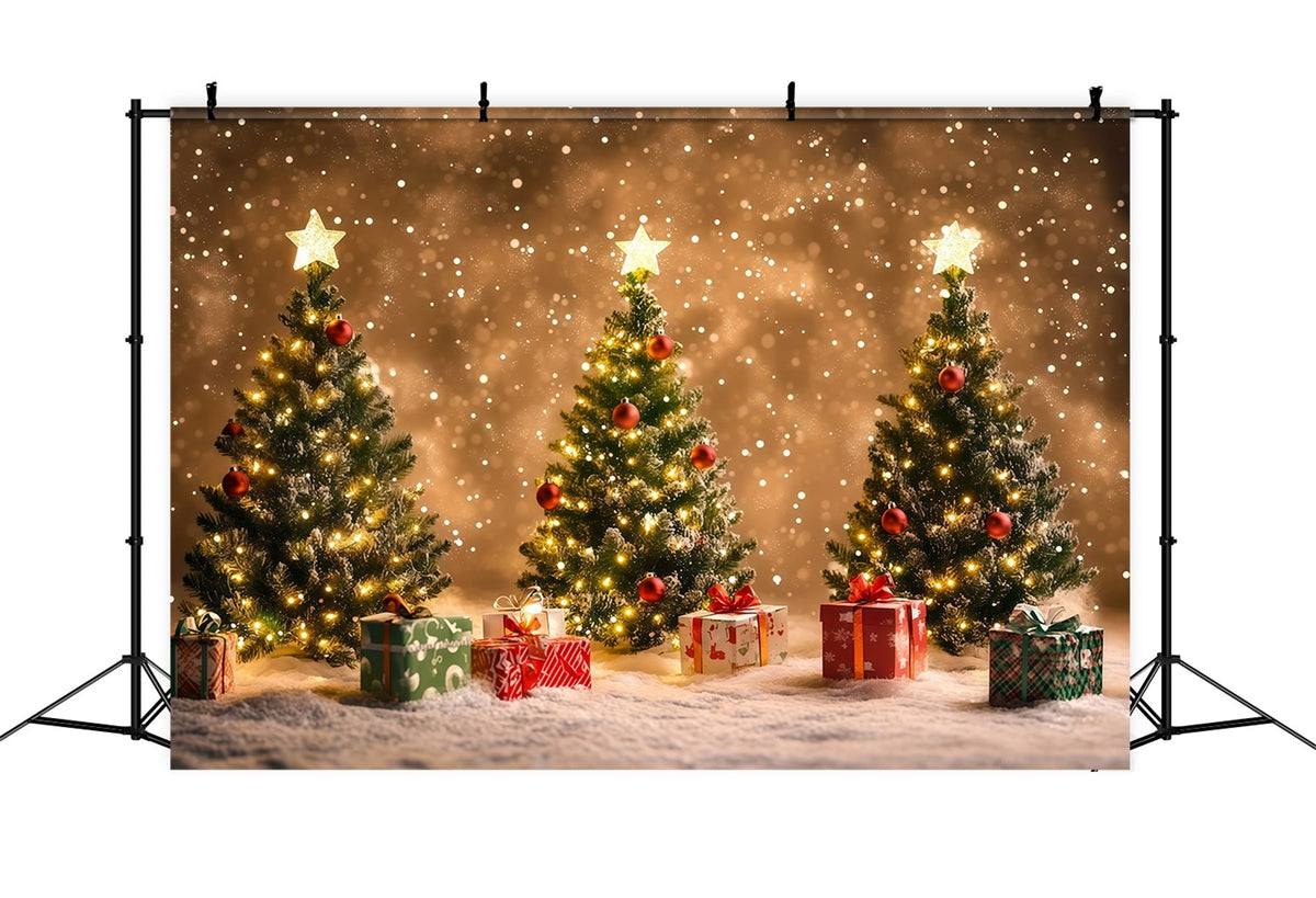 Christmas Tree Backdrop Bokeh Snowy Glowing Trees Backdrops Christmas UK RR68-74