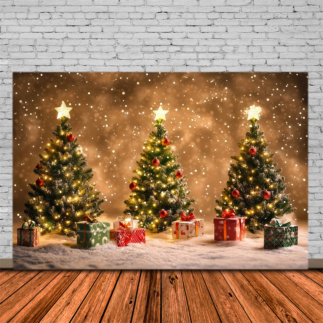 Christmas Tree Backdrop Bokeh Snowy Glowing Trees Backdrops Christmas UK RR68-74