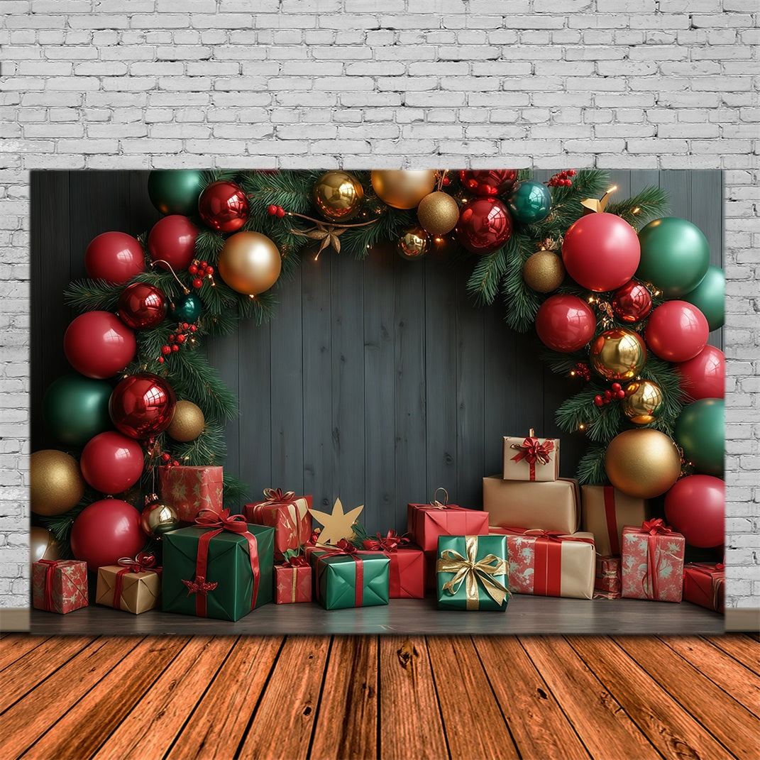 Christmas Wall Backdrop Festive Bauble Gift Arch Muslin Christmas Backdrop UK RR68-94