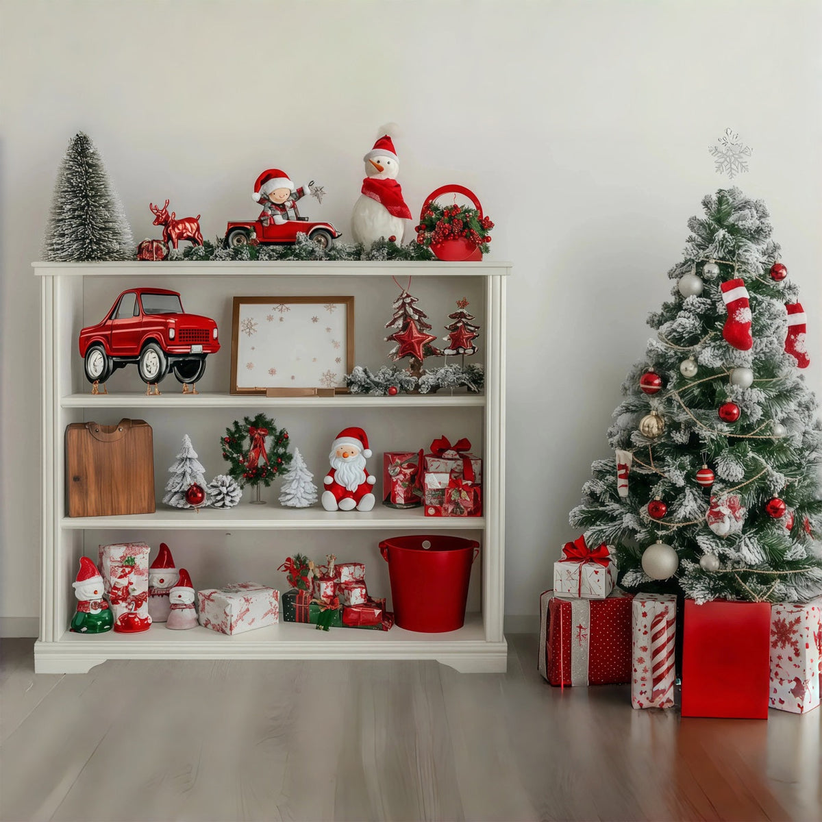 Christmas Ornament Backdrop Festive Shelf Tree Display Christmas Muslin Backdrops UK RR68-97