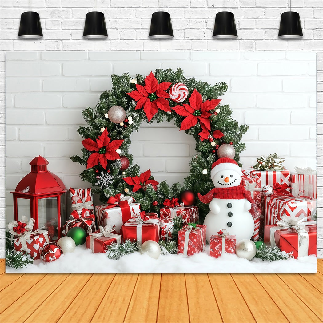 Christmas Wall Backdrop Poinsettia Wreath Snowman Gifts Large Christmas Backdrops UK RR69-101