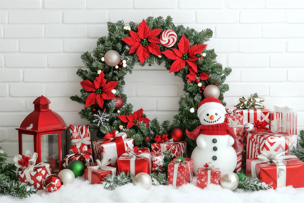 Christmas Wall Backdrop Poinsettia Wreath Snowman Gifts Large Christmas Backdrops UK RR69-101