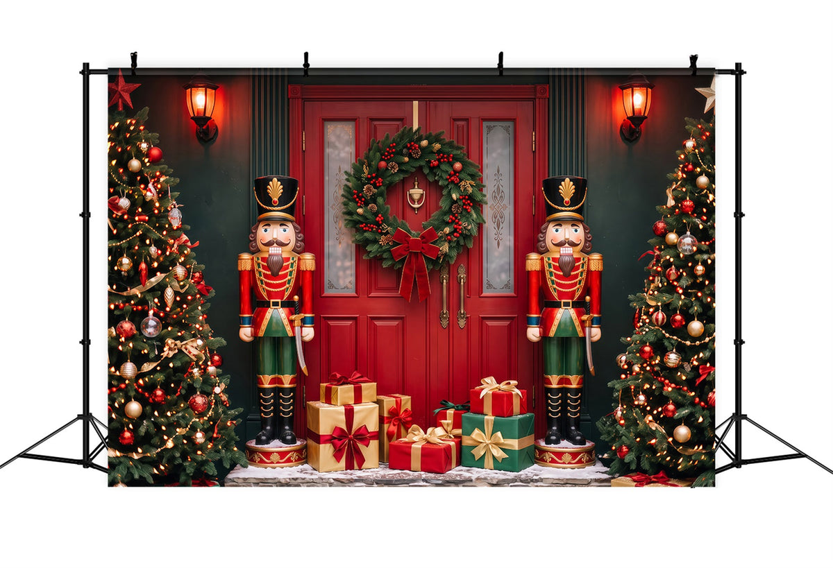 Christmas Door Backdrop Nutcracker Tree Gift Display Christmas Studio Backdrop UK RR69-110