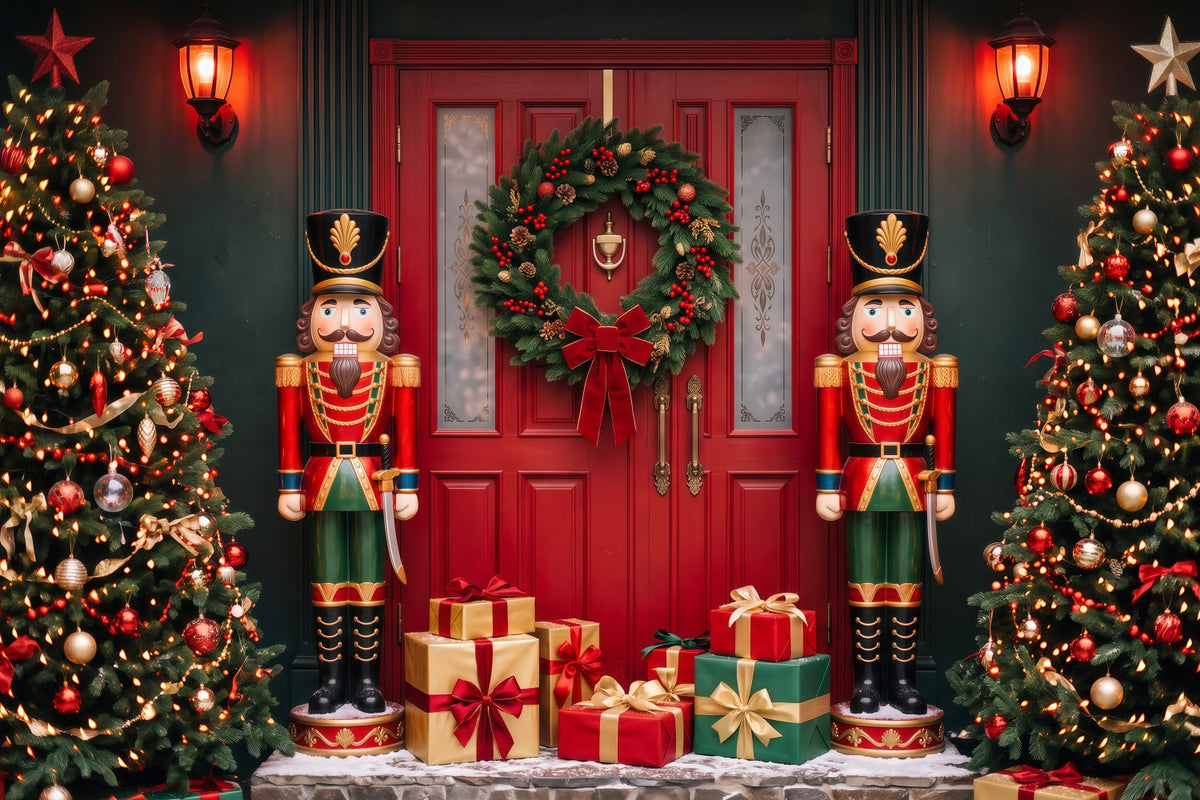 Christmas Door Backdrop Nutcracker Tree Gift Display Christmas Studio Backdrop UK RR69-110