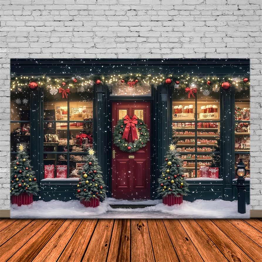 Christmas Shop Backdrop Festive Shopfront Gift Display Christmas Wall Backdrops UK RR69-15