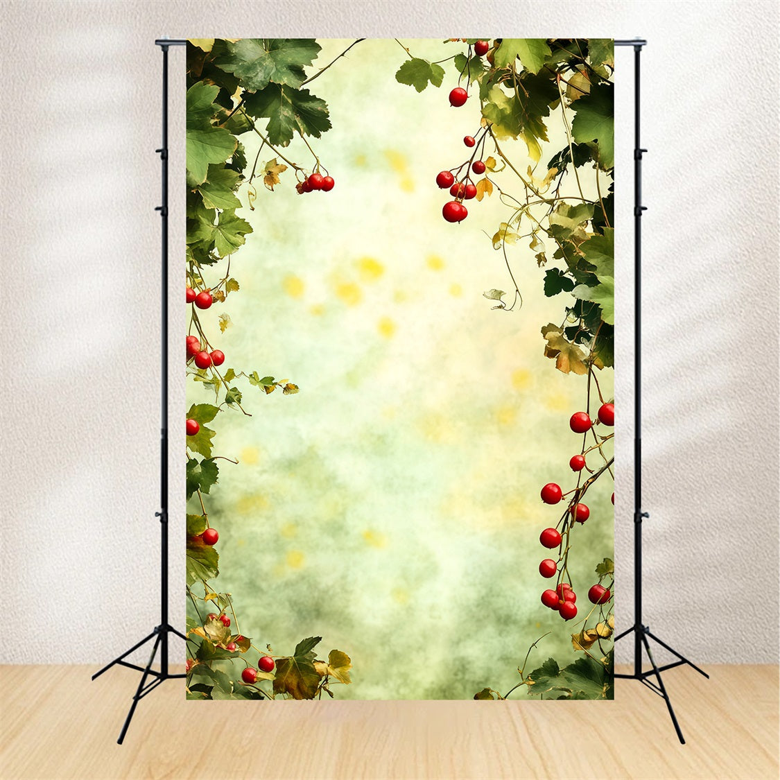 Christmas Greenery Backdrop Berry Green Leaves Frame Photo Christmas Backdrop UK RR69-20