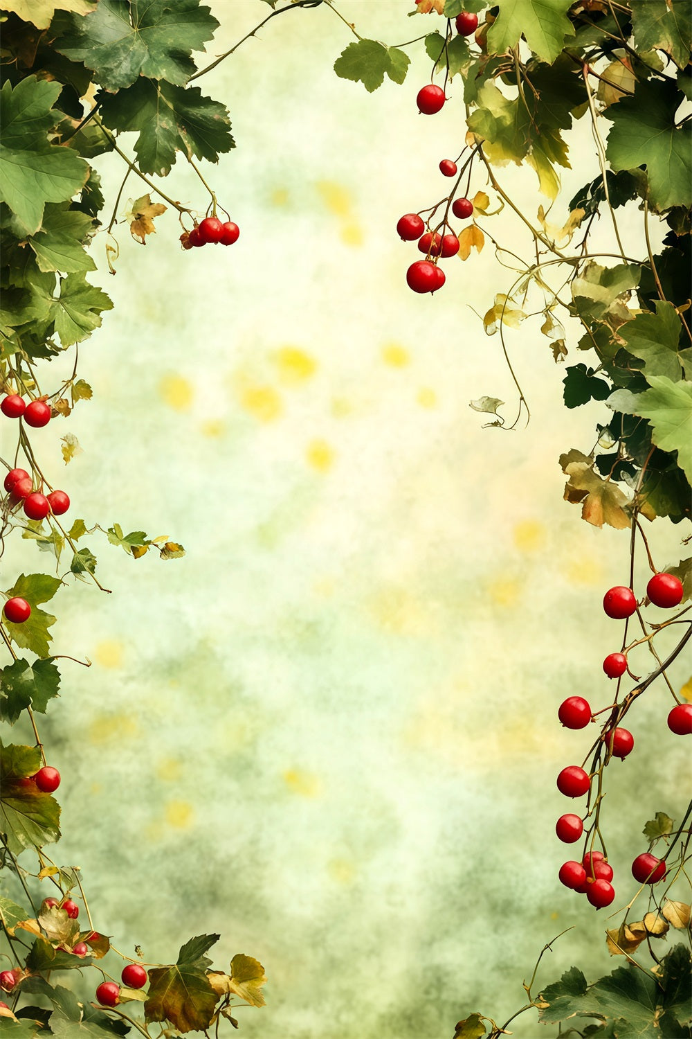 Christmas Greenery Backdrop Berry Green Leaves Frame Photo Christmas Backdrop UK RR69-20
