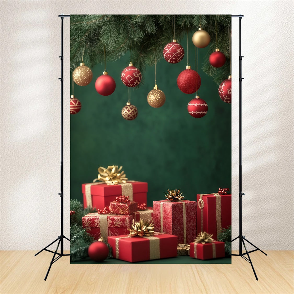 Christmas Ball Backdrop Ornament Gift Box Display Photo Christmas Backdrops UK RR69-21