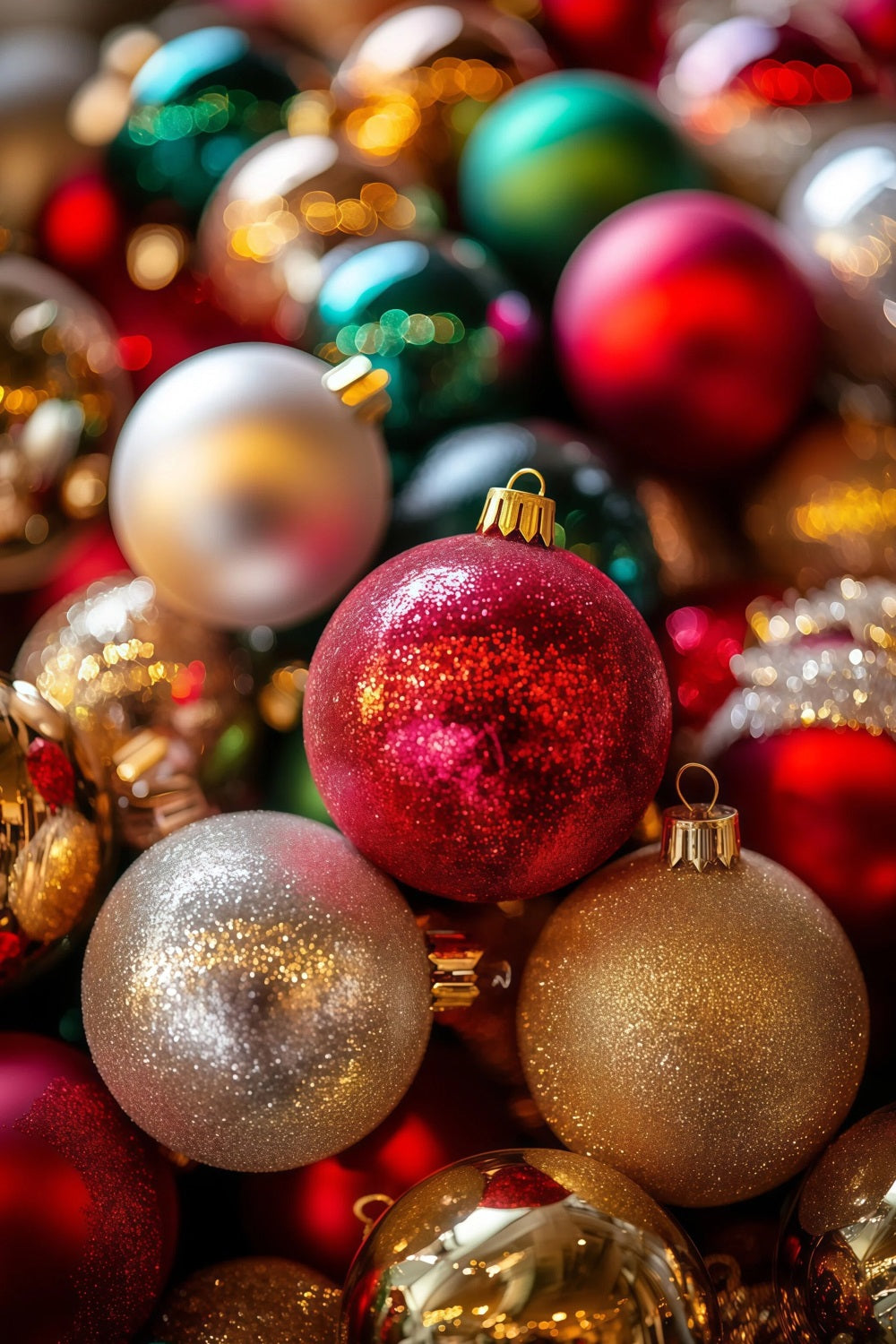 Christmas Balls Backdrop Colorful Bauble Closeup Texture Christmas Studio Backdrops UK RR69-22