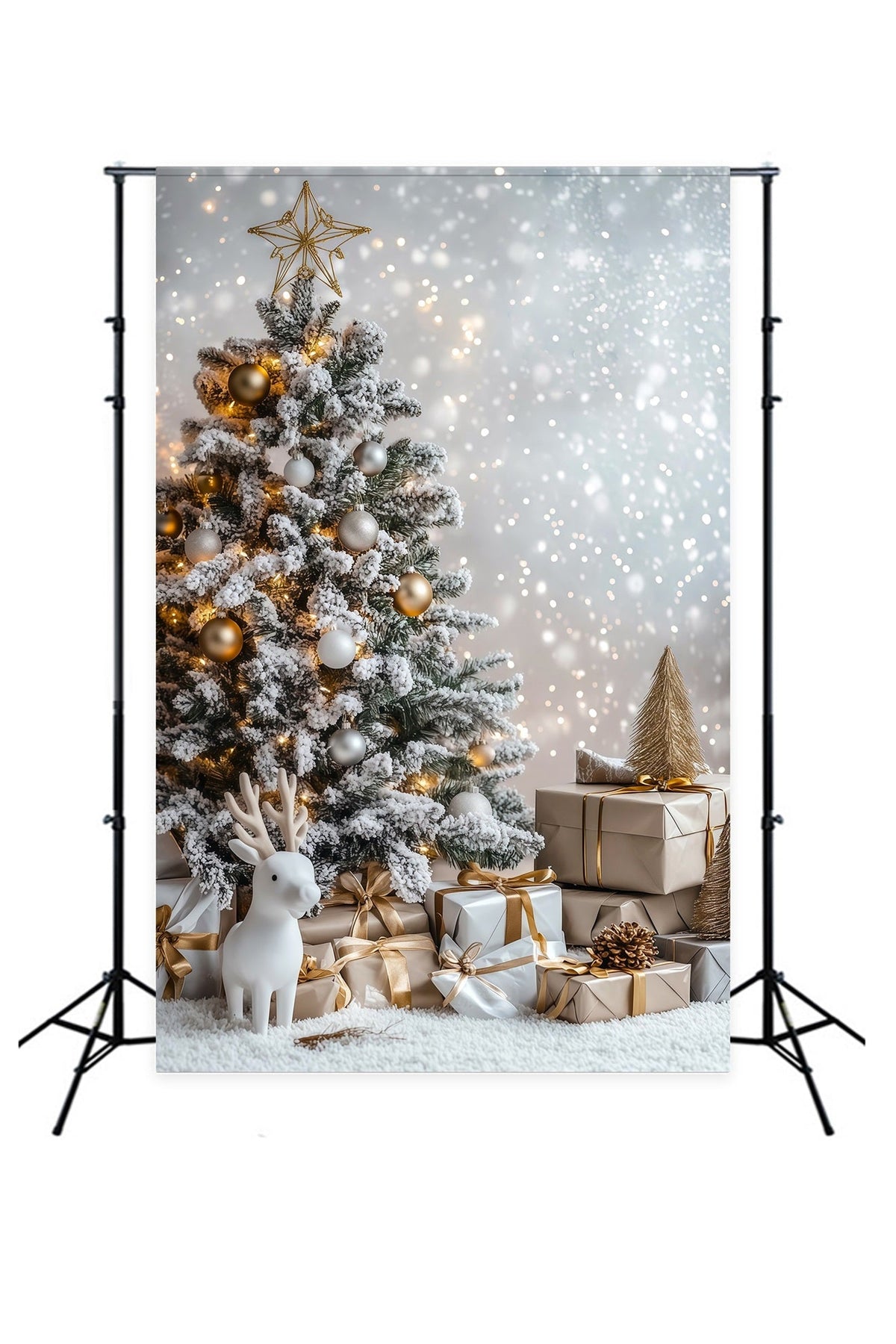 Christmas Bokeh Backdrop Frosted Tree Gift Display Christmas Muslin Backdrops UK RR69-34