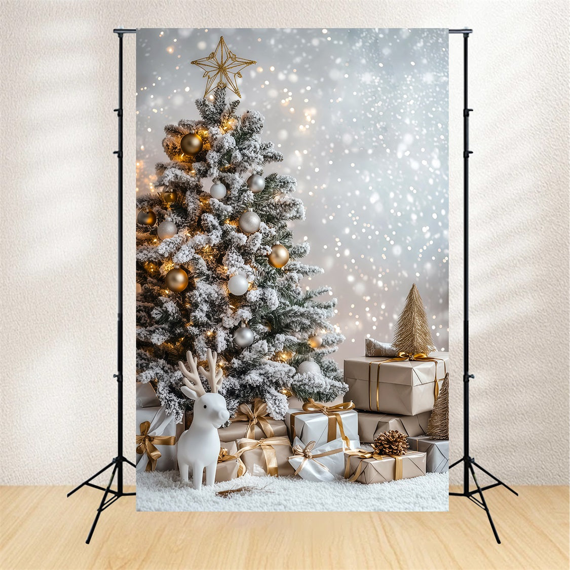 Christmas Bokeh Backdrop Frosted Tree Gift Display Christmas Muslin Backdrops UK RR69-34