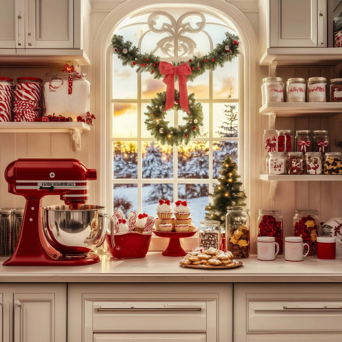 Christmas Bakery Backdrop Candy Kitchen Baking Corner Backdrops Christmas UK RR69-48