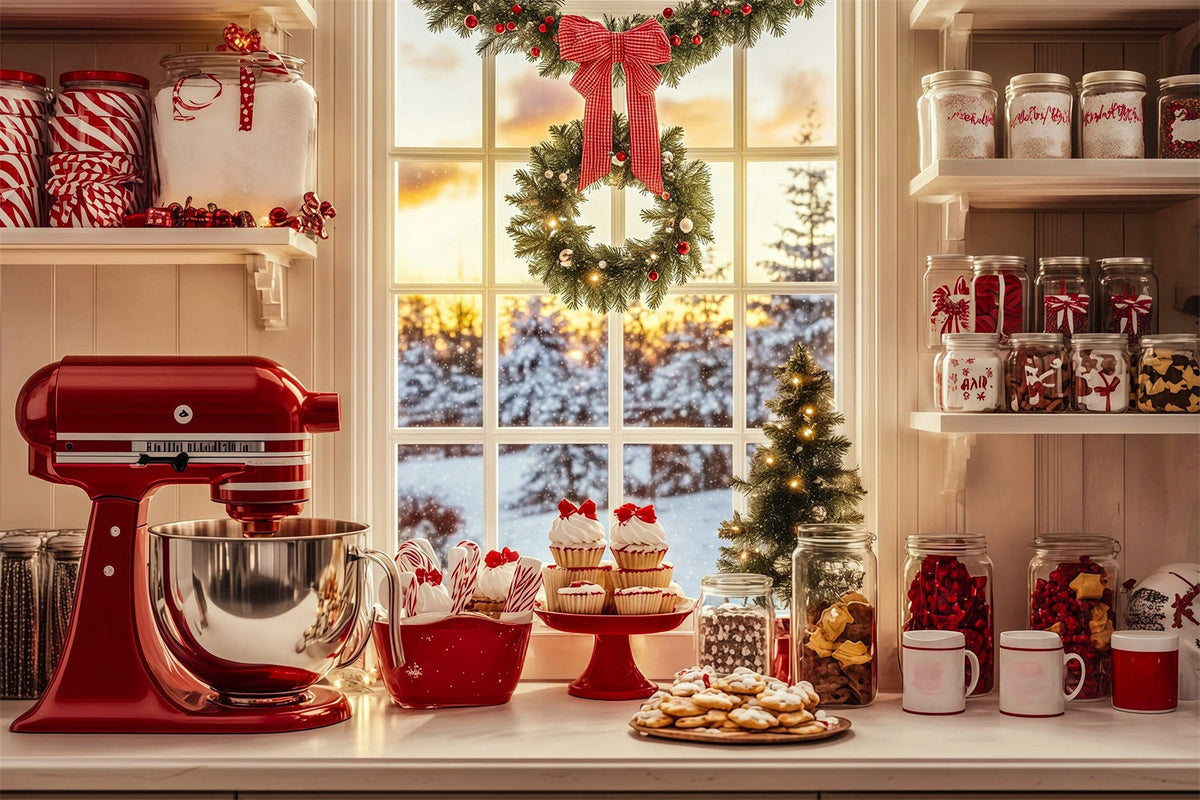 Christmas Bakery Backdrop Candy Kitchen Baking Corner Backdrops Christmas UK RR69-48